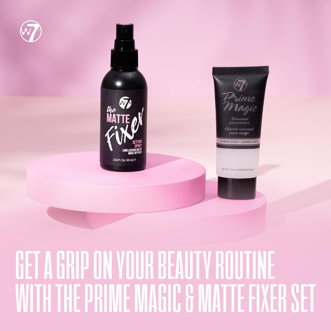 W7 Prime Magic & The Fixer Matte Set - Makeup Primer & Setting Spray Duo for a Smooth, Matte Finish - Pore Minimiser & Shine Control - Quick-Drying, Non-Sticky - Vegan & Cruelty-Free Halalzen
