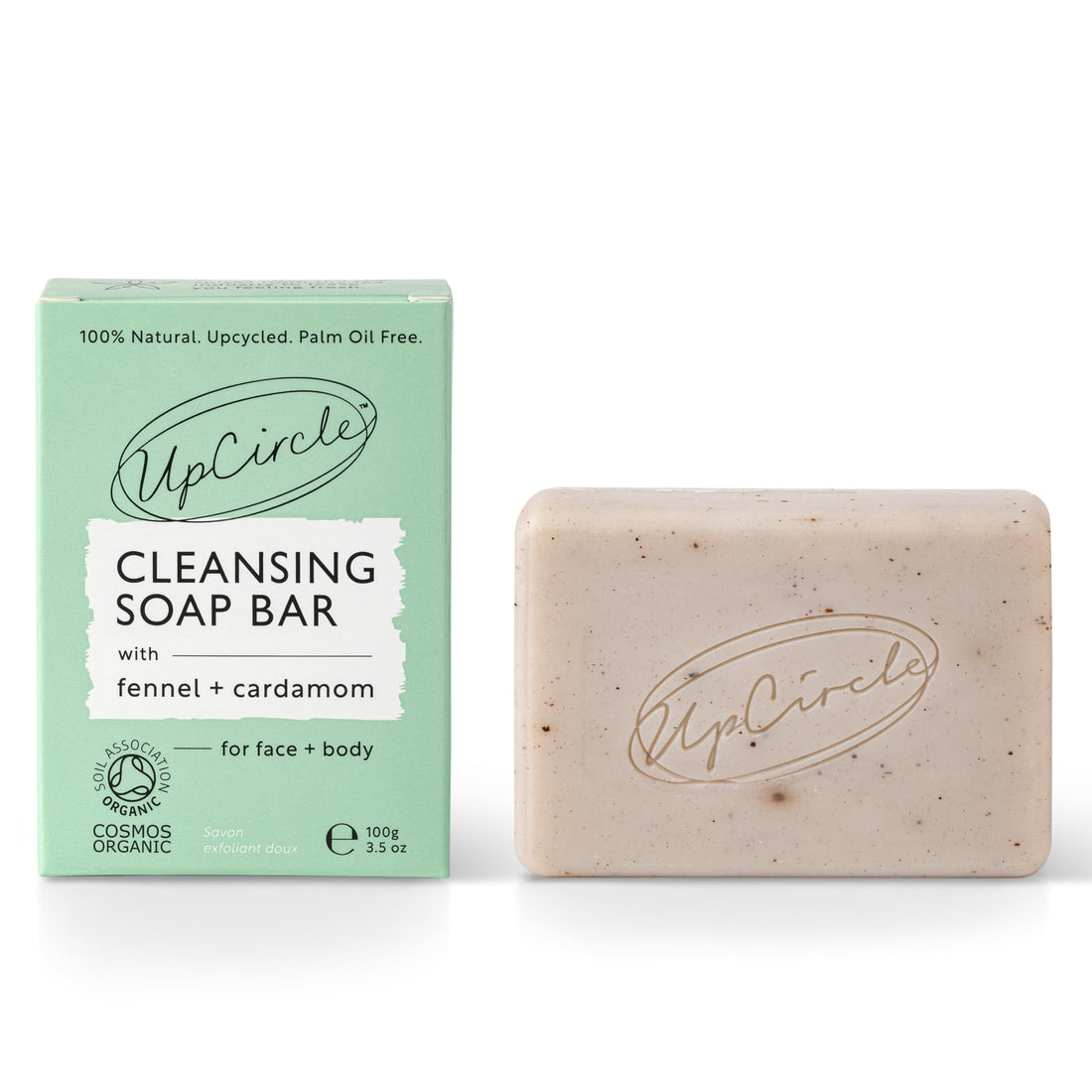 UpCircle Cinnamon + Ginger Chai Soap Bar 100g - Certified Organic Vegan Cleanser For Face And Body - French Pink Clay + Glycerin Reducing Redness + Irritation - Natural, Cruelty-Free + Palm Oil Free Halalzen