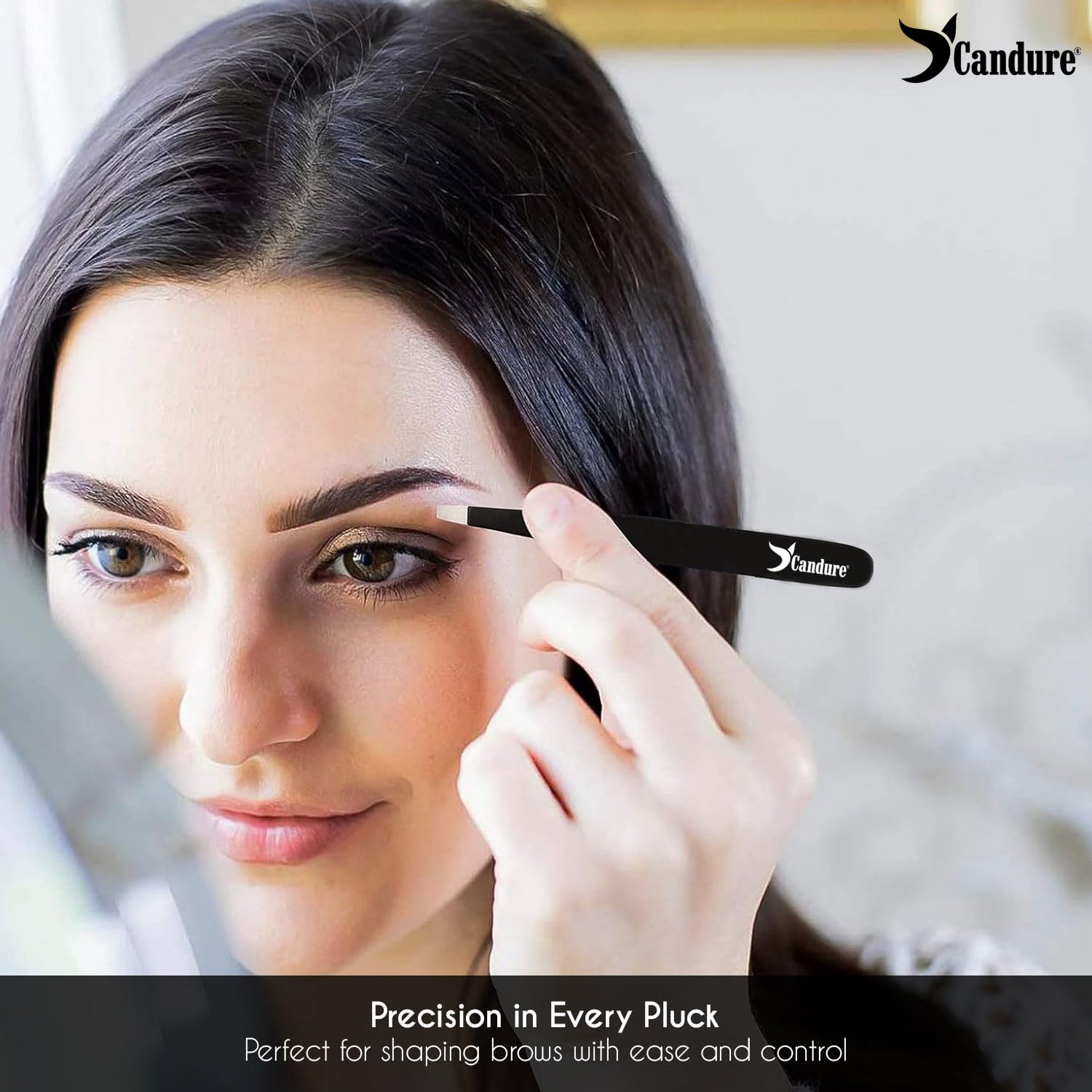 Candure Tweezers for Eyebrows - Professional Stainless Steel Slanted and Pointed Tip Hair Tweezers Set for Ingrown Hair, Blackhead Removal, Eyebrows Plucking Beauty Tool for Women Halalzen