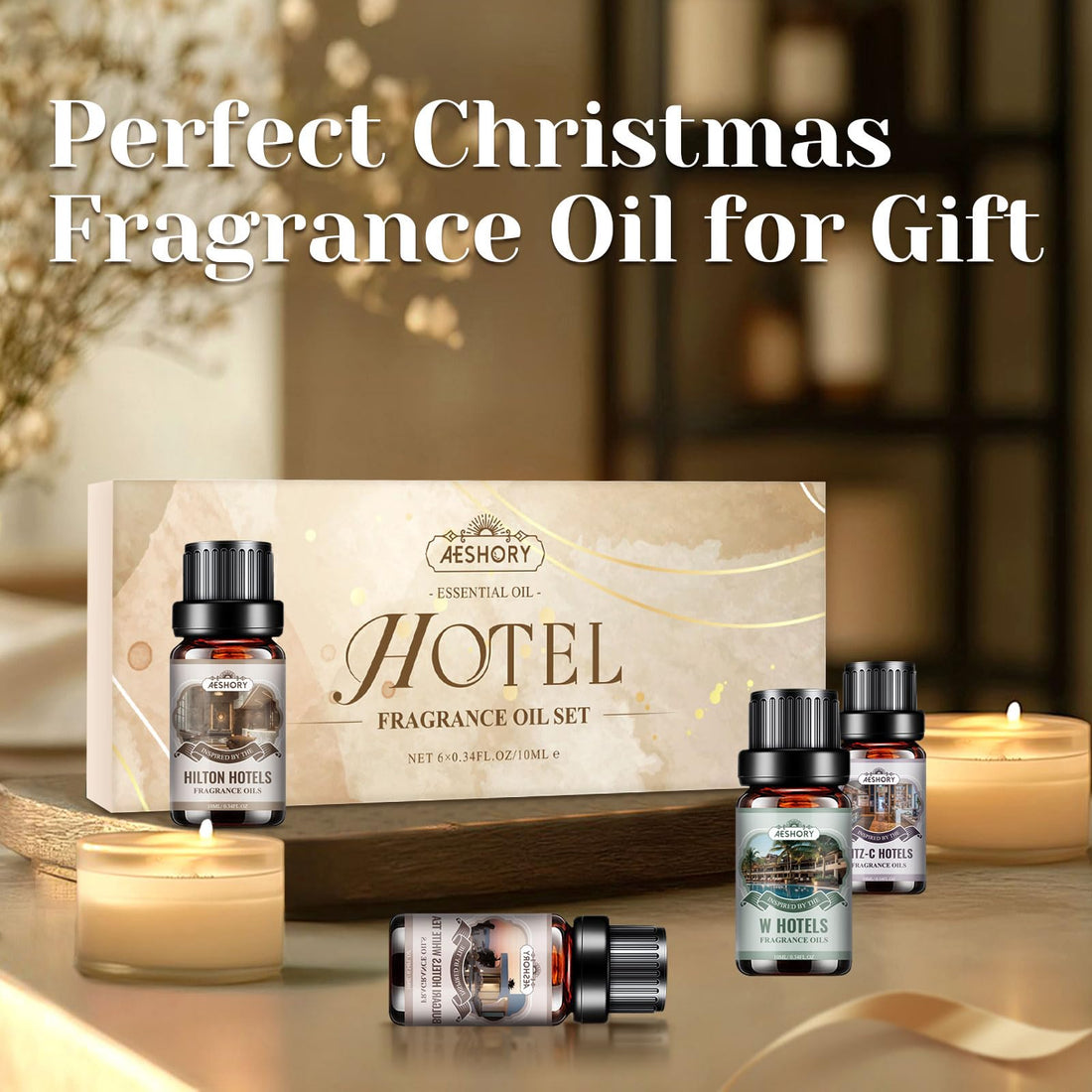 AESHORY 6 x 10ml Hotel Essential Oils Set, Premium Luxury Aroma Oil Scented Oil for Diffuser for Home, Humidifier, Candle Making, Air Freshening