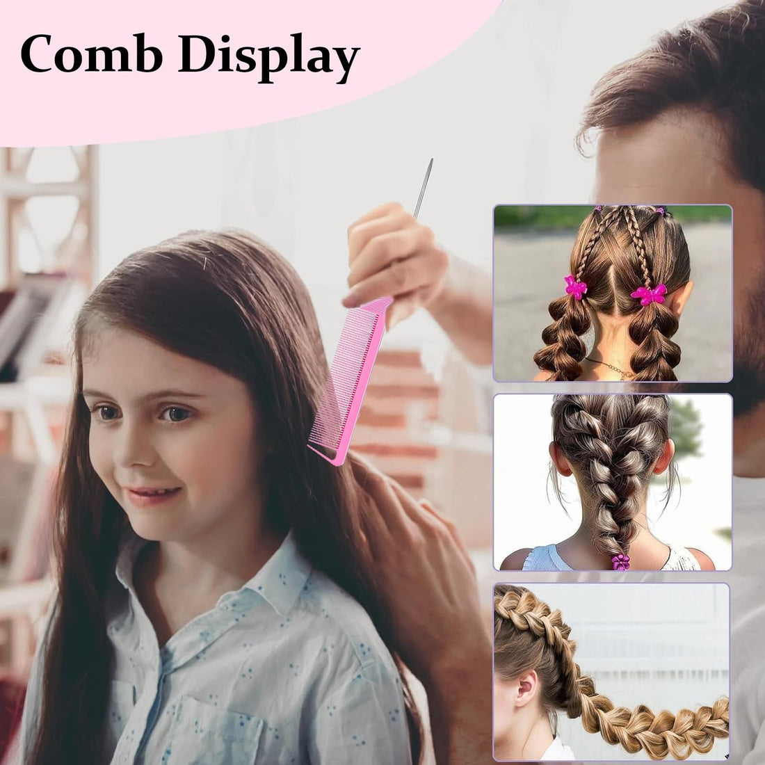 3pcs Topsy Tail Hair Tool, Hair Braiding Tool French Braid Loop Tool, Rat Tail Comb Fast Hair Styling Accessories (Black) Halalzen