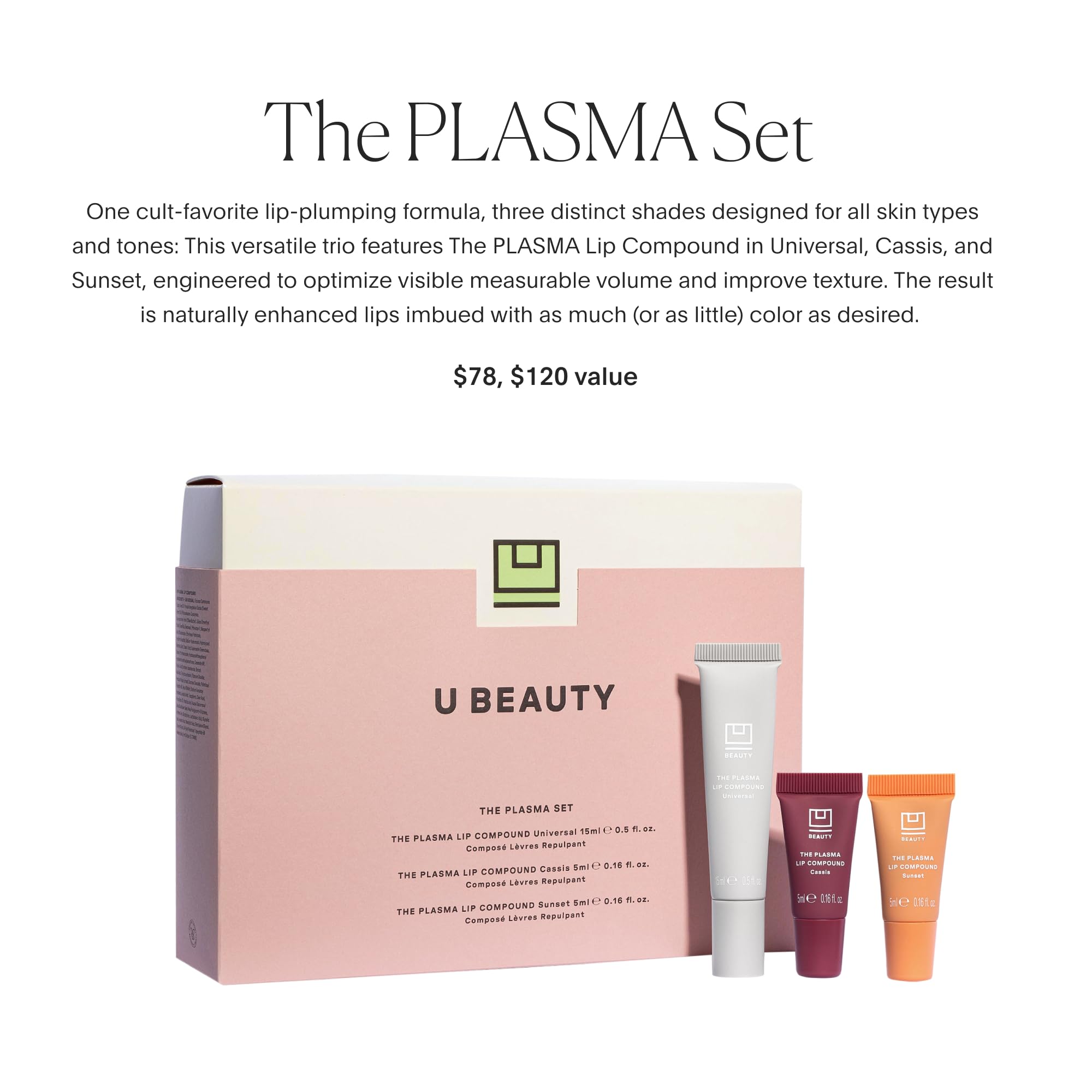 U Beauty The PLASMA Lip Compound - Anti-Wrinkle & Anti-Aging Treatment - Clear Plumping Lip Gloss with Hyaluronic Acid for Deep Hydration - Salicylic Acid, Vitamin E, & Peptides Contour Lips, 15 mL Halalzen