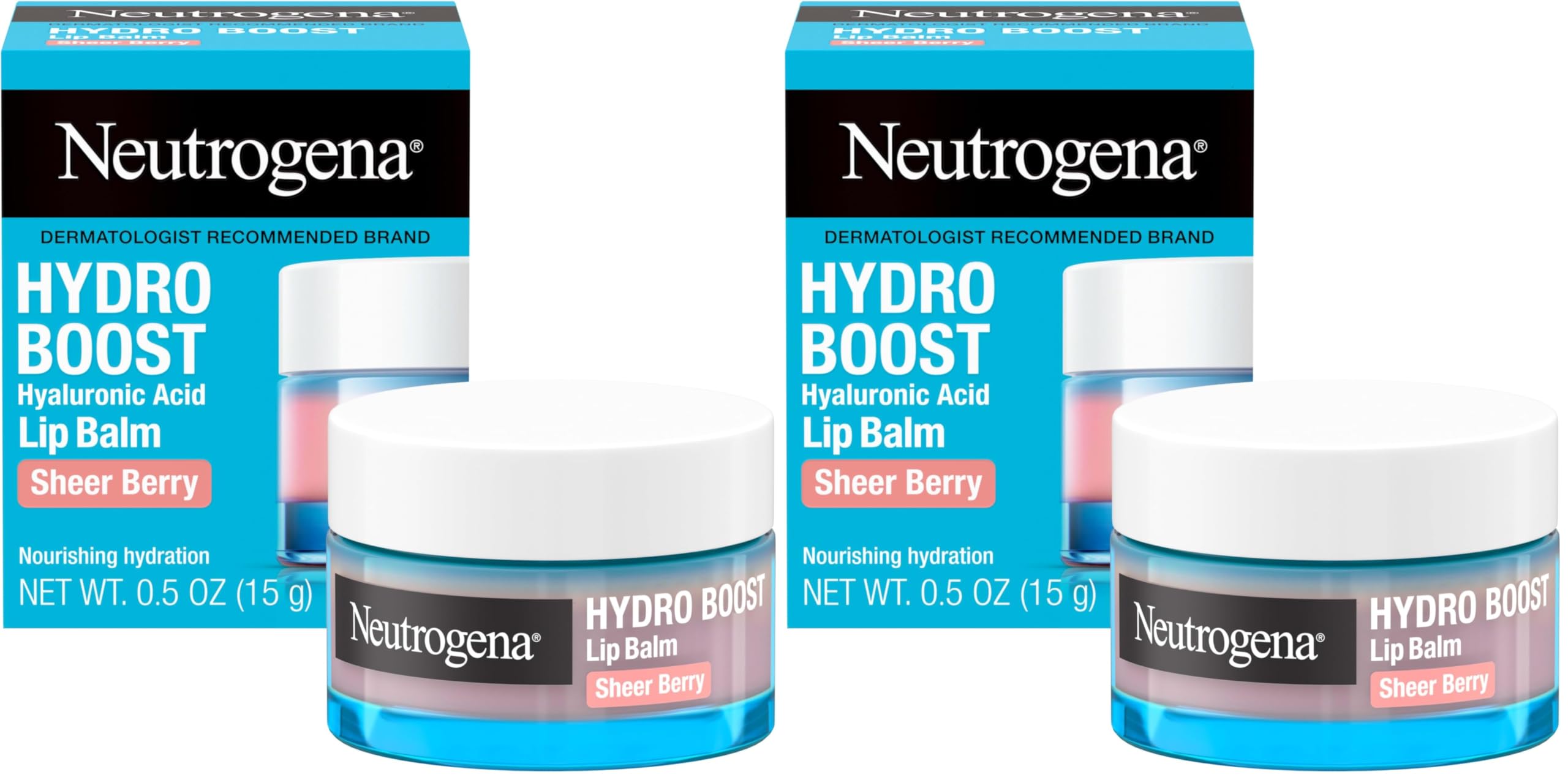 Neutrogena Hydro Boost Hyaluronic Acid Lip Balm, Nourishing Vitamin E Leaves Lips Feeling Hydrated, Sheer Pink Tinted Color with a Sweet Berry Flavor, Sheer Berry, 0.5 oz Halalzen