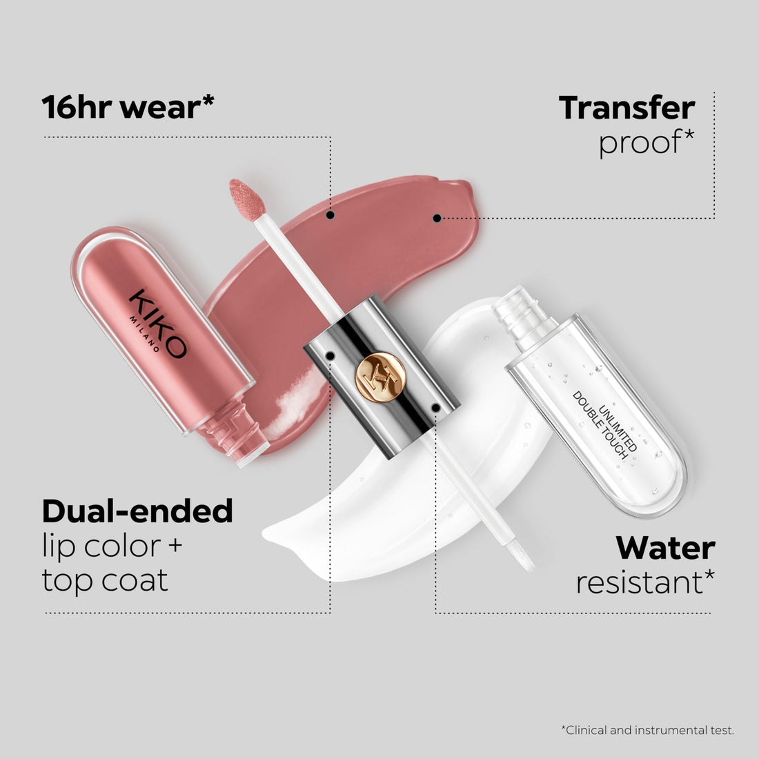 KIKO Milano Unlimited Double Touch 120, Liquid Lipstick With A Bright Finish In A Two-Step Application. Lasts Up To 12 Hours. No-Transfer Base Colour Halalzen