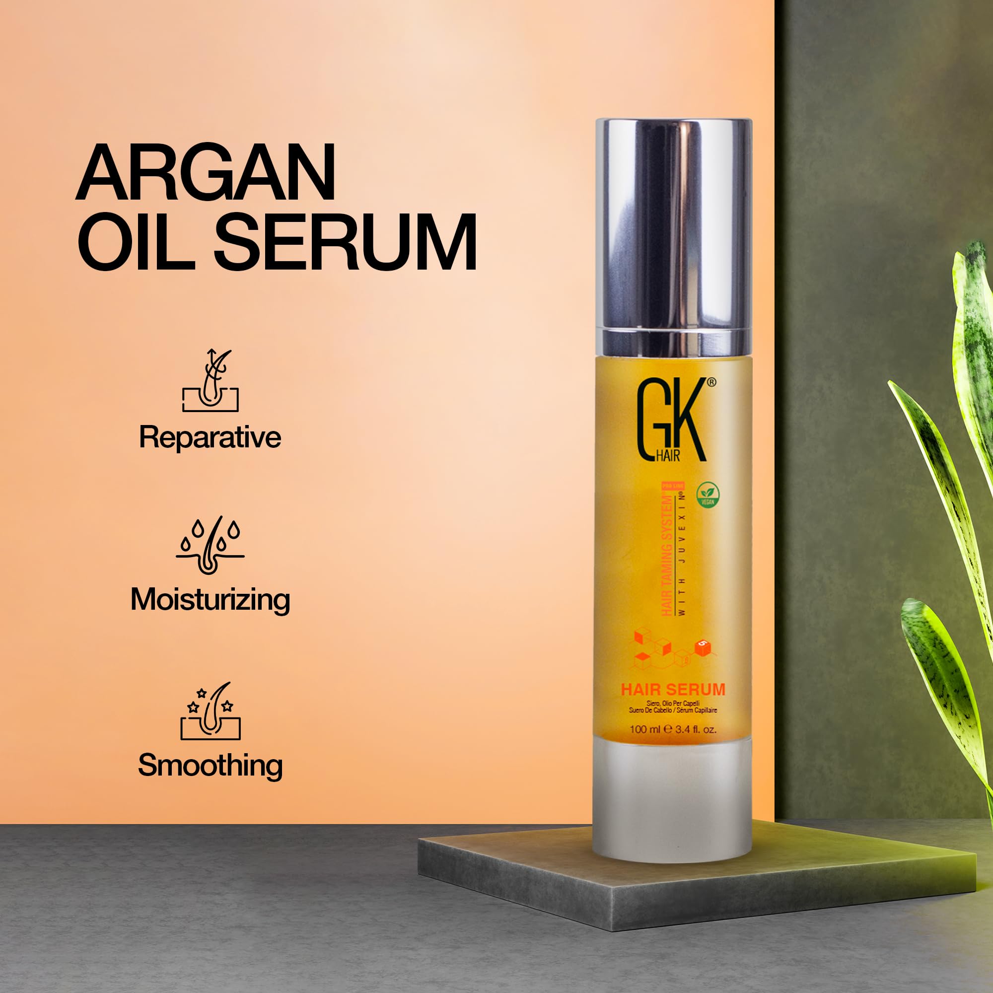 Hair Oil Keratin Treatment Serum By GK HAIR - Argan Oil Lightweight Formula For Frizz Control Heat Protection Add Shine Repair Dry Damaged Hydrating Sulfate Free All Hair Types Men Women - 50ml