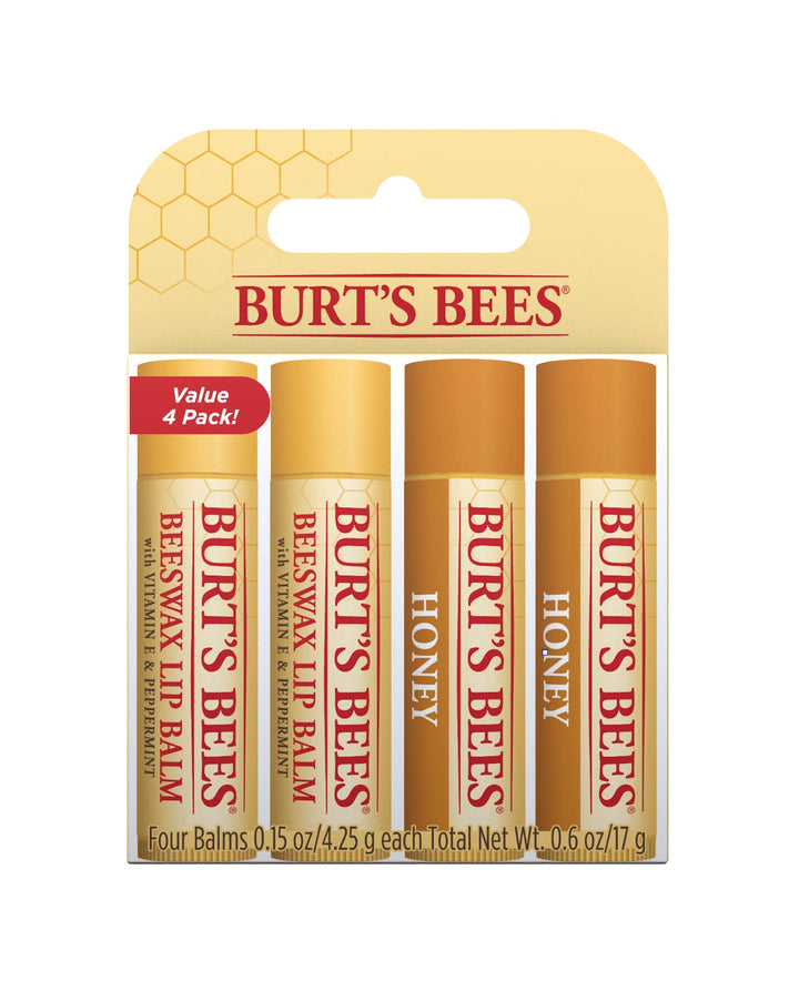 Burt's Bees Lip Balm Multipack, Lip Balm Set, Beeswax, Strawberry, Coconut & Pear, Vanilla Bean, Best of Burt's, 4x4.25g