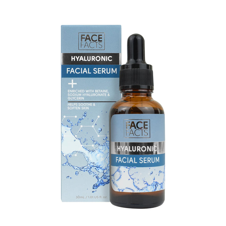 Face Facts Hyaluronic Facial Serum | Sodium Hyaluronate + Glycerin + Betaine | Smooth + Plump + Hydrate | 30ml Halalzen