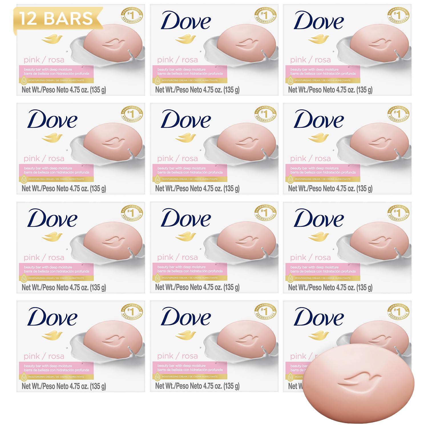 Dove Beauty Bar Soap Shea Butter, 8 Bars for Nourished, Radiant Skin, Enriches Skin 3.75 oz