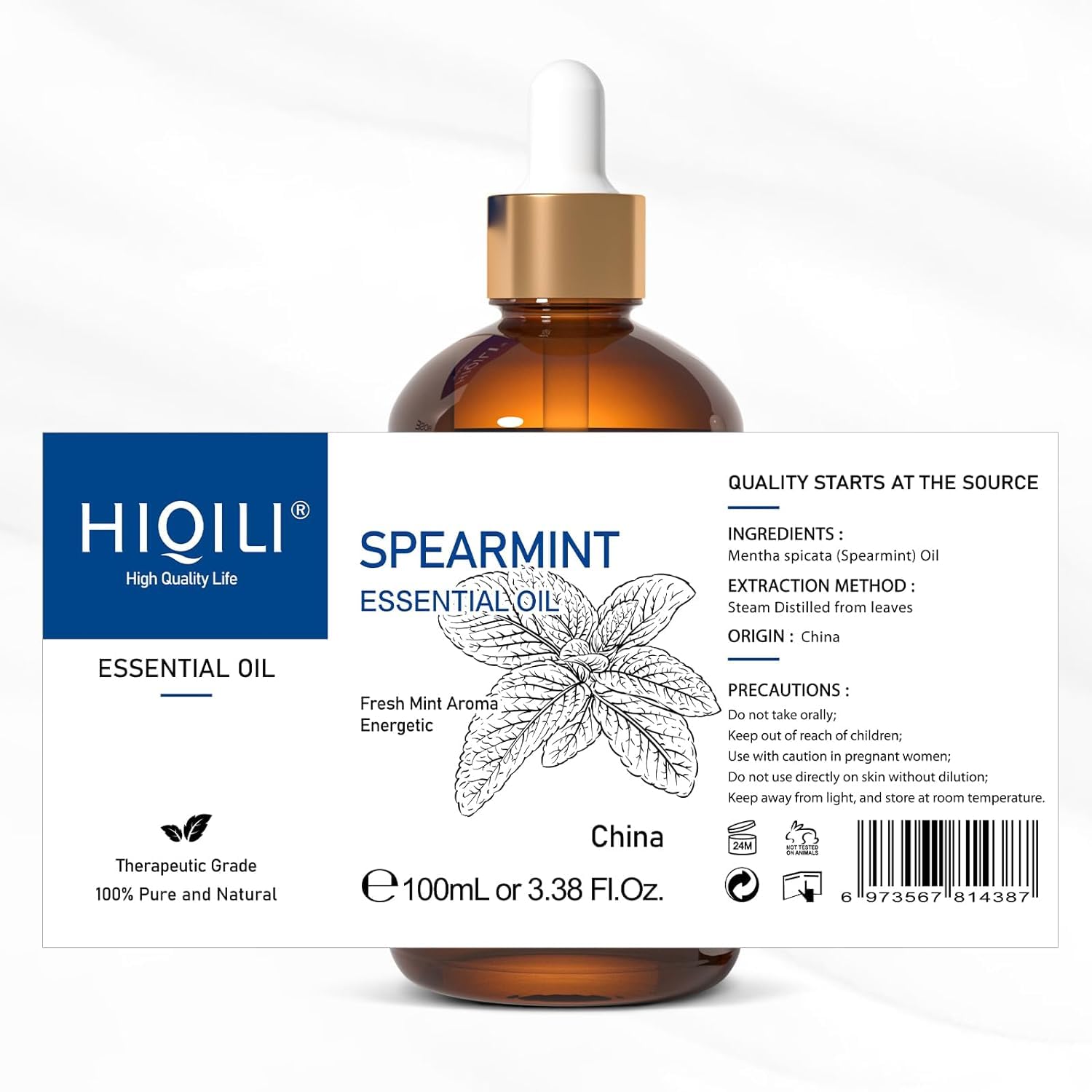 HIQILI 100ml Lavender Essential Oil Pure, 100% Natural Therapeutic Grade for Aromatherapy Diffuser, Skin Care, Hair, Includes Premium Quality Glass Dropper