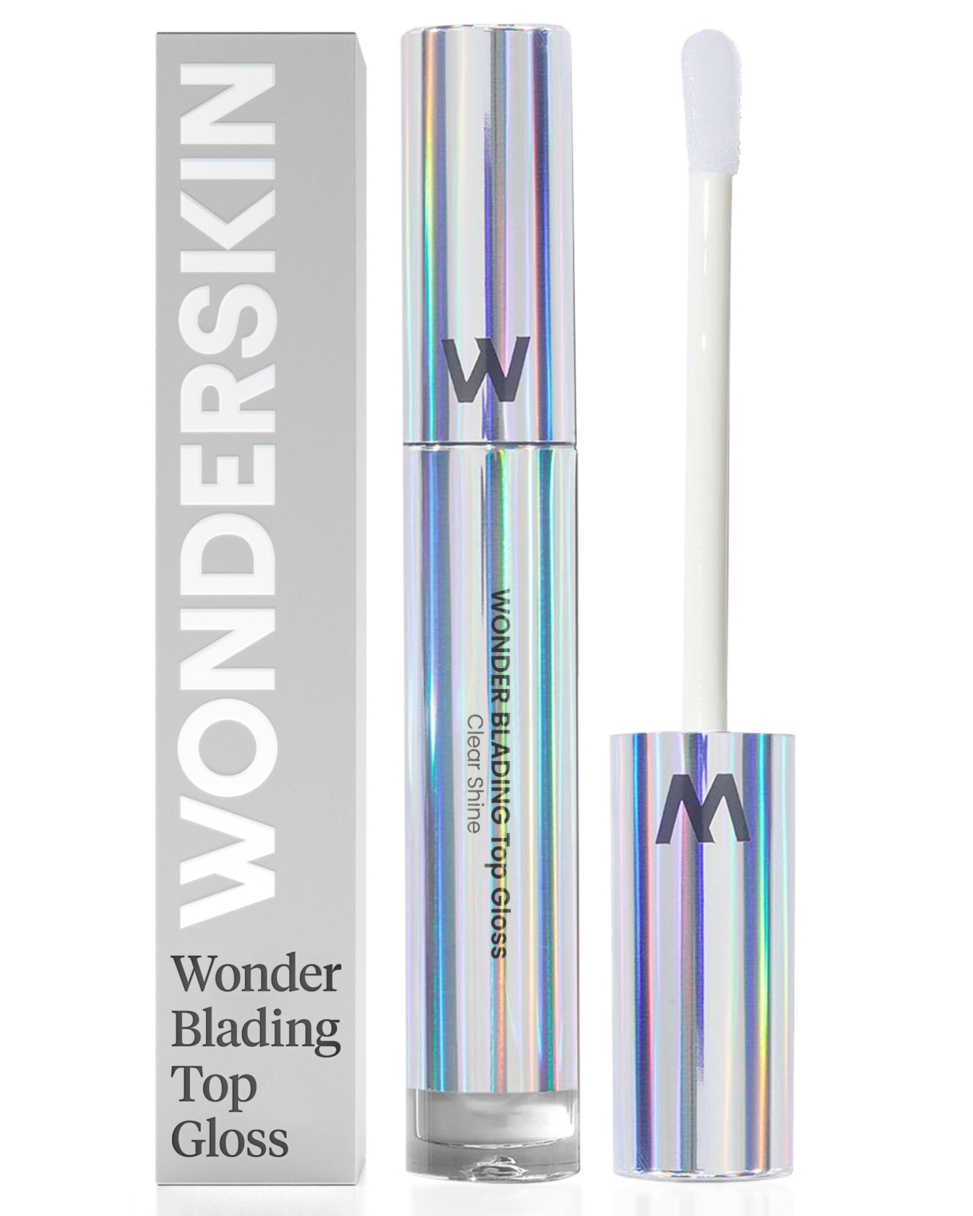 Wonderskin Wonder Blading Top Gloss - Lip Gloss, High Shine Finish, Blue Makeup For Lips (Silver Glitter)