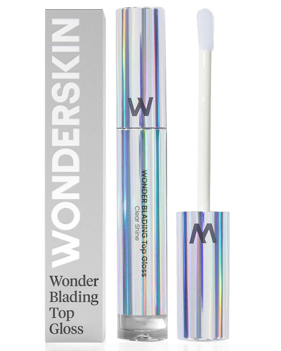 Wonderskin Wonder Blading Top Gloss - Lip Gloss, High Shine Finish, Blue Makeup For Lips (Silver Glitter)