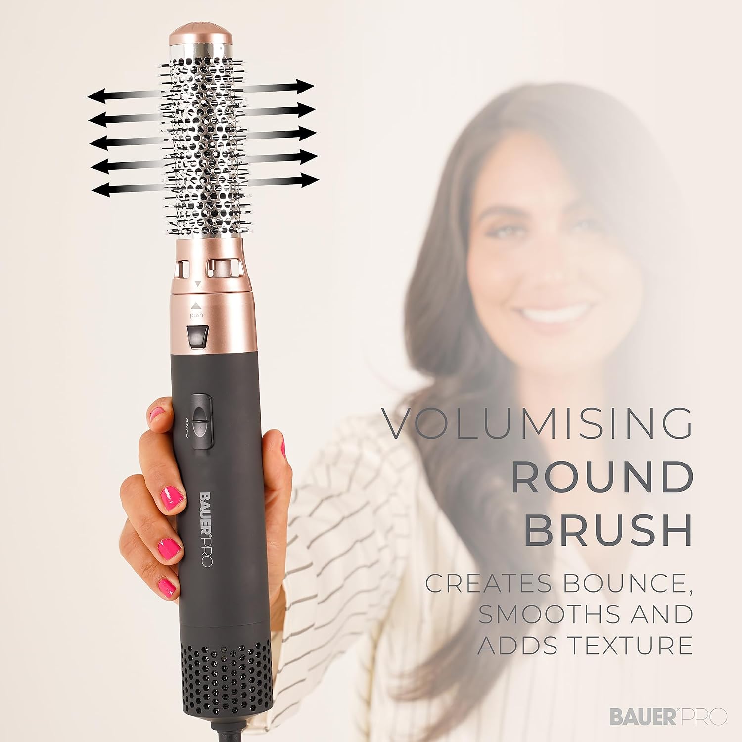 Bauer Professional 5-in-1 Hot Air Styler/Hair Dryer Brush to Curl, Straighten, Volumise, Smooth & Dry / 3 Heat Settings/Multi-Functional Hair Styling Tool 38879 Halalzen