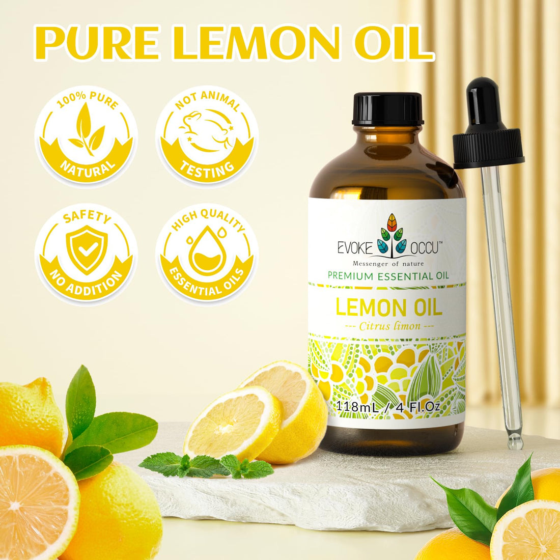 EVOKE OCCU Jasmine Essential Oil 118ml, Pure Jasmine Oil for Aromatherapy Diffuser Candle Soap Making- 4 FL Oz