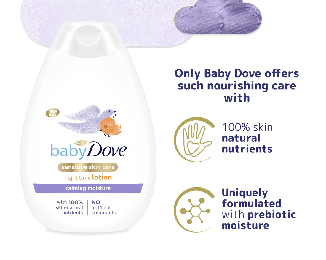 Baby Dove Calming Night Time Lotion – Gentle Chamomile Baby Moisturiser for Sensitive Skin, Relaxes & Soothe Before Bed, 3 x 400ml Halalzen