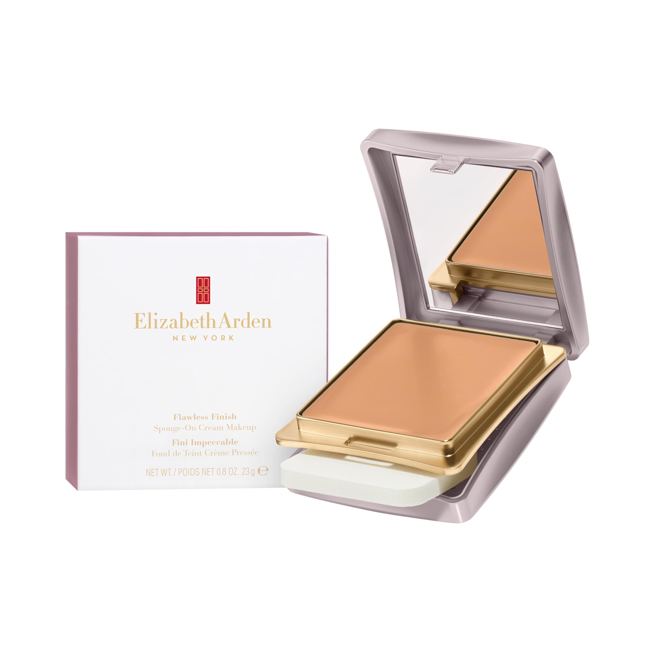 Elizabeth Arden Flawless Finish Sponge-On Cream Foundation Makeup, Medium-to-Full Coverage, Includes Compact & Applicator, 0.8oz Halalzen
