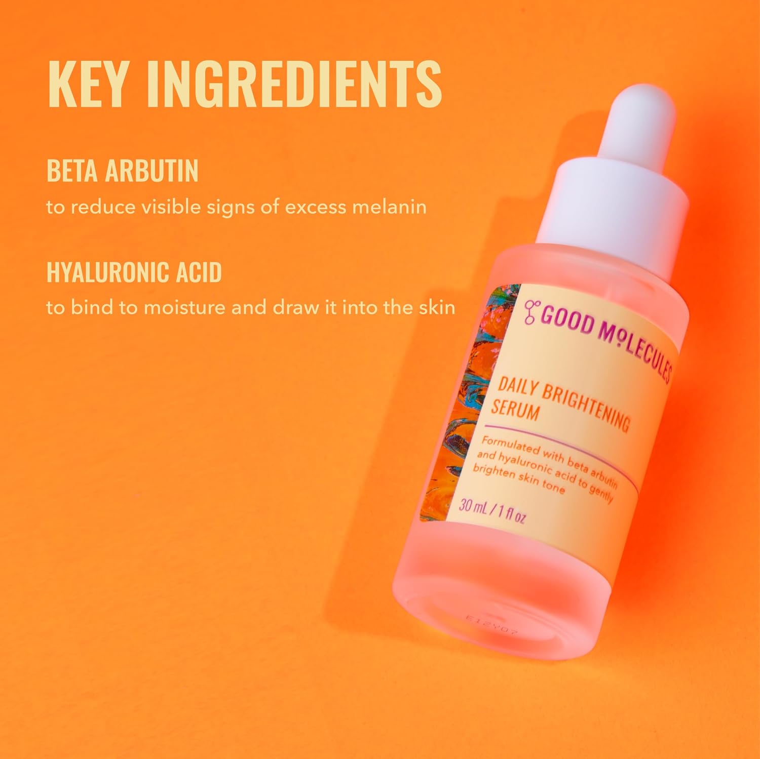 Good Molecules Daily Brightening Serum 30 ml - Hyaluronic Acid Serum with Beta Arbutin to Target Dark Spots - Brightening and Anti-Aging Skin Care for Face