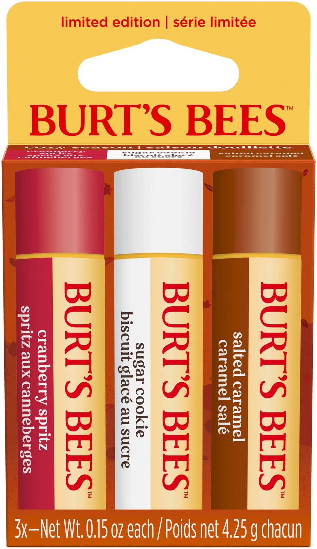 Burt’s Bees Lip Balm Gift Set, Cinnamon Apple Crisp, Vanilla Bean, Peppermint, Lip Balm Multipack, 100% Natural Origin, 3x4.25g Halalzen