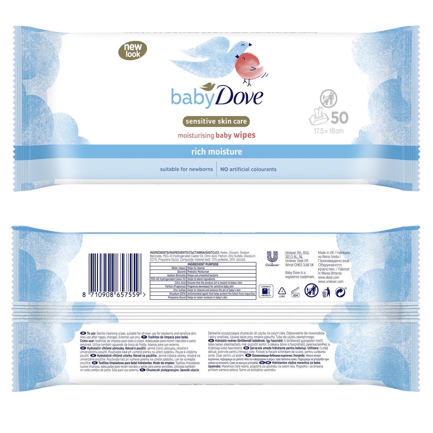 Baby Dove Rich Moisture Head to Toe Wash - Gentle & Nourishing Hair and Body Wash for Babies, Tear-Free Formula, Delicate Fragrance, Keeps Hair and Skin Soft, Ideal for Newborns - 400ml, Pack of 3