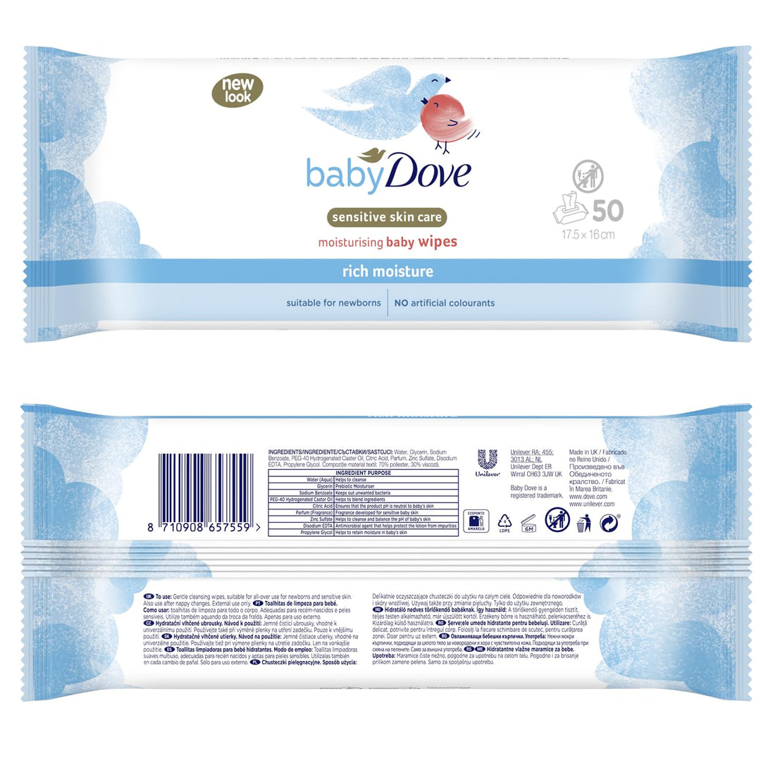 Baby Dove Rich Moisture Head to Toe Wash - Gentle & Nourishing Hair and Body Wash for Babies, Tear-Free Formula, Delicate Fragrance, Keeps Hair and Skin Soft, Ideal for Newborns - 400ml, Pack of 3