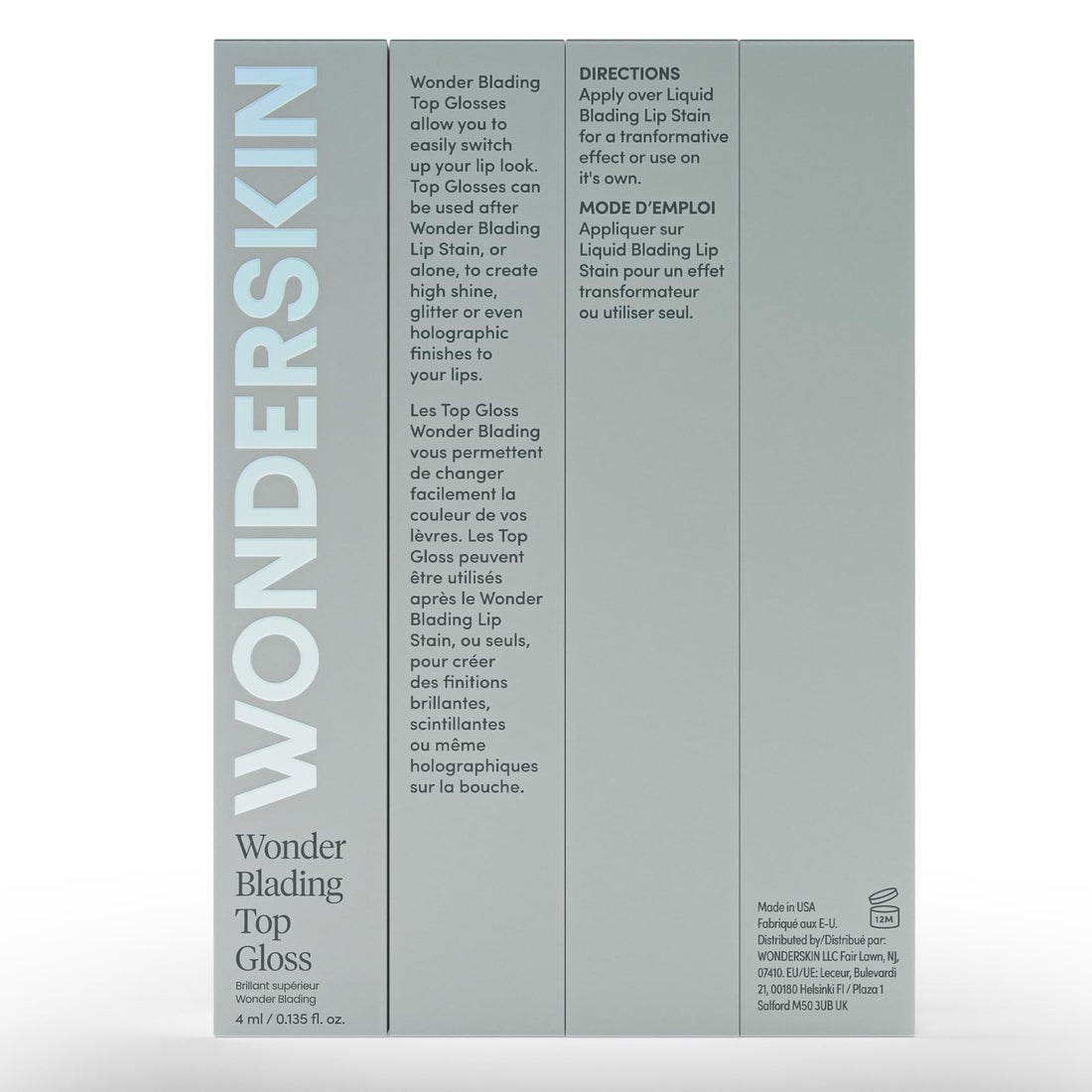 Wonderskin Wonder Blading Top Gloss - Lip Gloss, High Shine Finish, Blue Makeup For Lips (Silver Glitter)