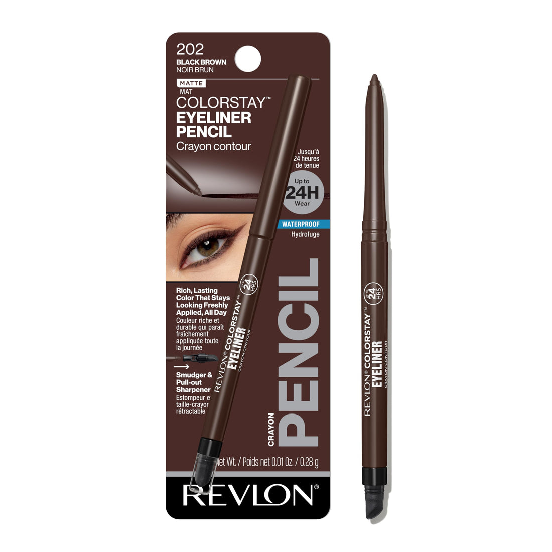Revlon ColorStay Pencil Waterproof Eyeliner, Smudge-Proof, Eye Makeup with Built-In Sharpener, 201 Black, 2 pack