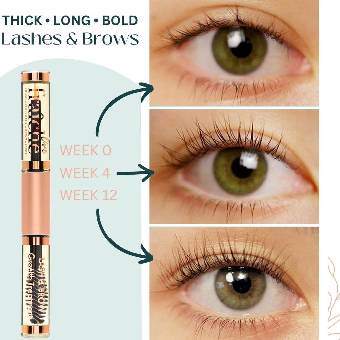 Live Fraiche Organic Castor Oil Lash Serum for Hair Growth, Eyebrow Eyelash Growth Serum, 100% Pure Cold Pressed Hexane Free (2oz Glass Bottle + FILLED Mascara Tube) Halalzen