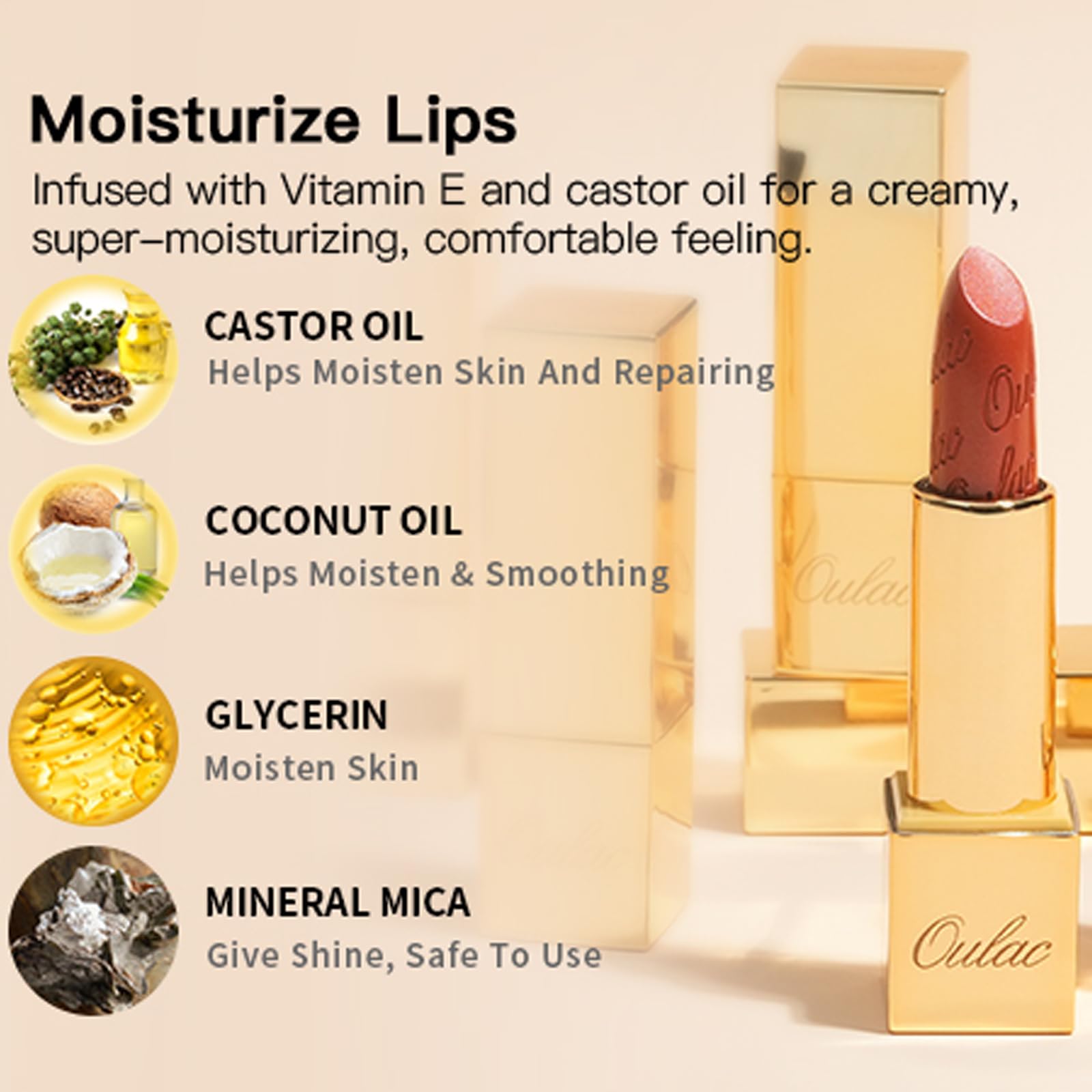 OULAC Metallic Shine Glitter Lipstick, Pink High Impact Lipcolor, Lightweight Soft and Ultra Hydrating, Long Lasting, Vegan & Cruelty-Free, Full-Coverage Lip Color 4.3 g/0.15 HIP & HIPPIE(11) Halalzen