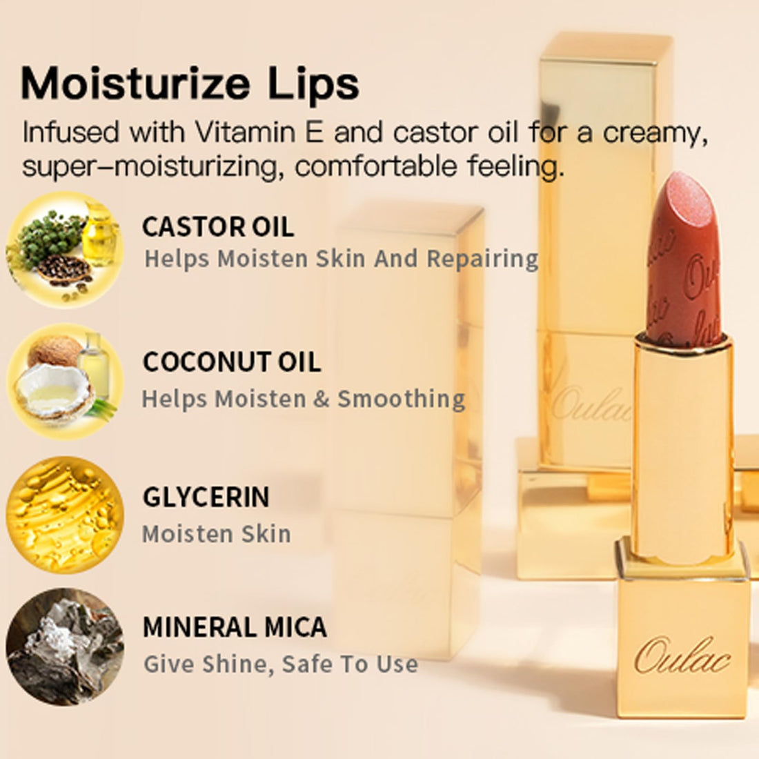 OULAC Metallic Shine Glitter Lipstick, Pink High Impact Lipcolor, Lightweight Soft and Ultra Hydrating, Long Lasting, Vegan & Cruelty-Free, Full-Coverage Lip Color 4.3 g/0.15 HIP & HIPPIE(11) Halalzen