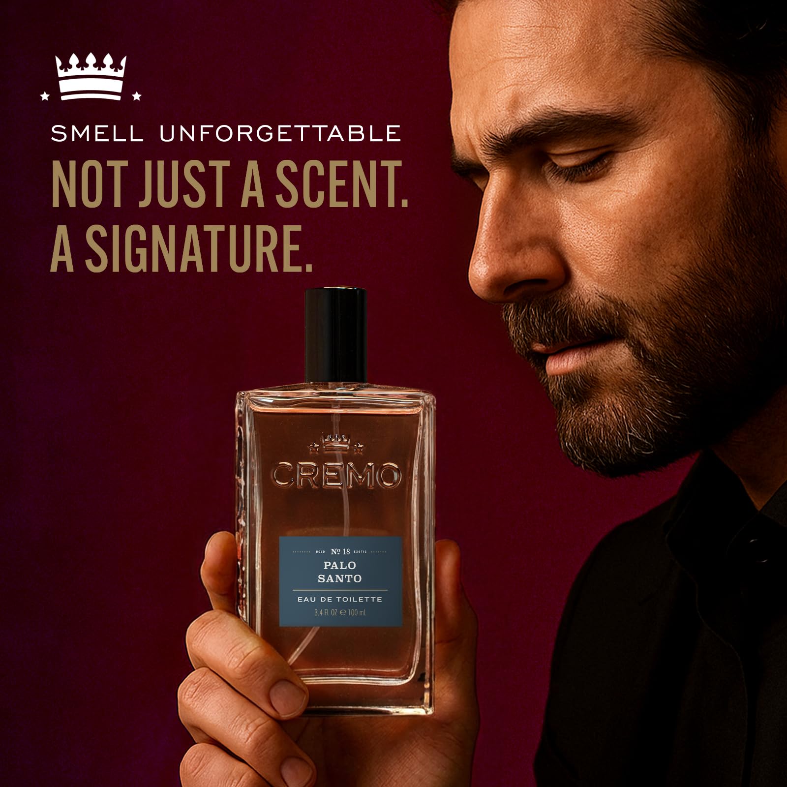 Cremo Men's Eau de Toilette, Spice and Black Vanilla Cologne for Men, Spicy Men's Perfume Gift for Men, 100 ml