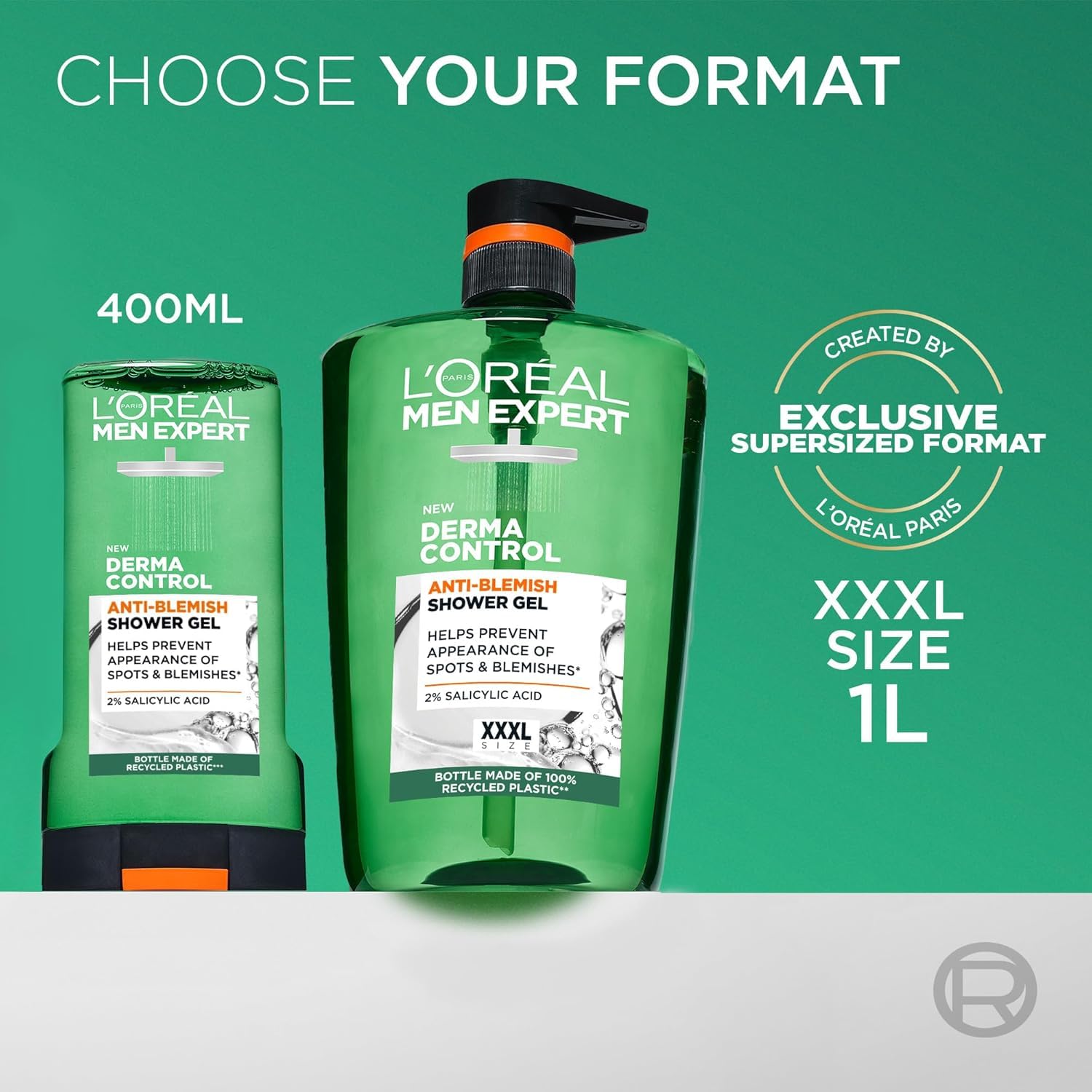 L'Oréal Men Expert, Pure Carbon, 5-in-1 XXXL Shower Gel, A Total Action Body, Face, Hair Wash, Shave and Moisturiser Powered By Carbon, Total 5-in-1 Action, Large 1L Pump