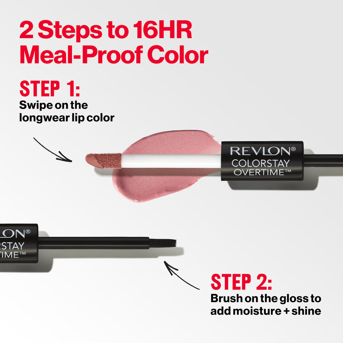 Revlon Liquid Lipstick with Clear Lip Gloss, ColorStay Overtime Lipcolor, Dual Ended with Vitamin E, 370 Everlasting Rum, 0.07 Fl Oz