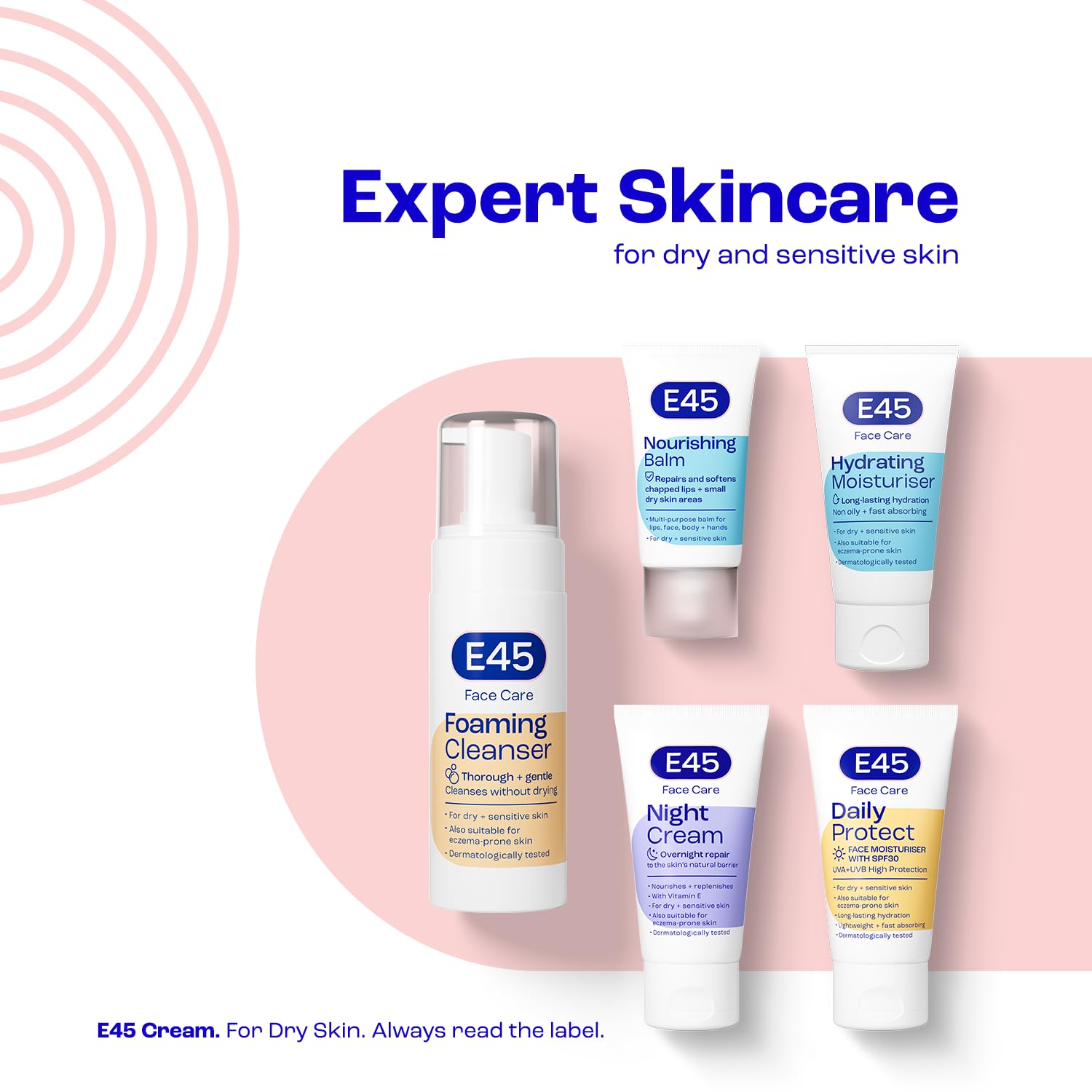 E45 Lips & Dry Skin Lip Balm - Moisturising Natural Lip Balm for Dry & Cracked Lips and Skin - Hydrating and Nourishing Lips Balm with Vitamin E - E45 Cream Lipbalm for Chapped Lips - 30ml
