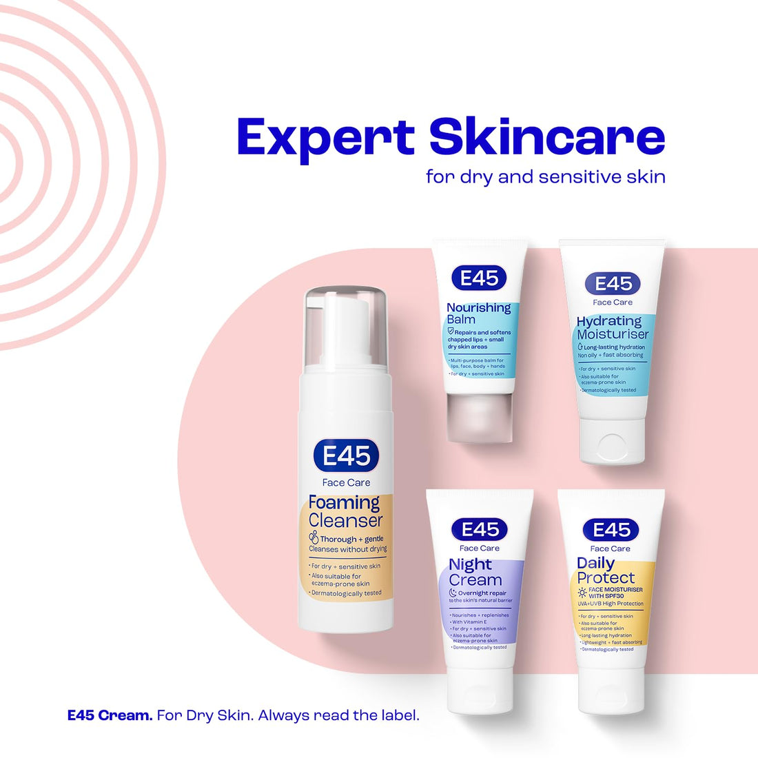 E45 Lips & Dry Skin Lip Balm - Moisturising Natural Lip Balm for Dry & Cracked Lips and Skin - Hydrating and Nourishing Lips Balm with Vitamin E - E45 Cream Lipbalm for Chapped Lips - 30ml