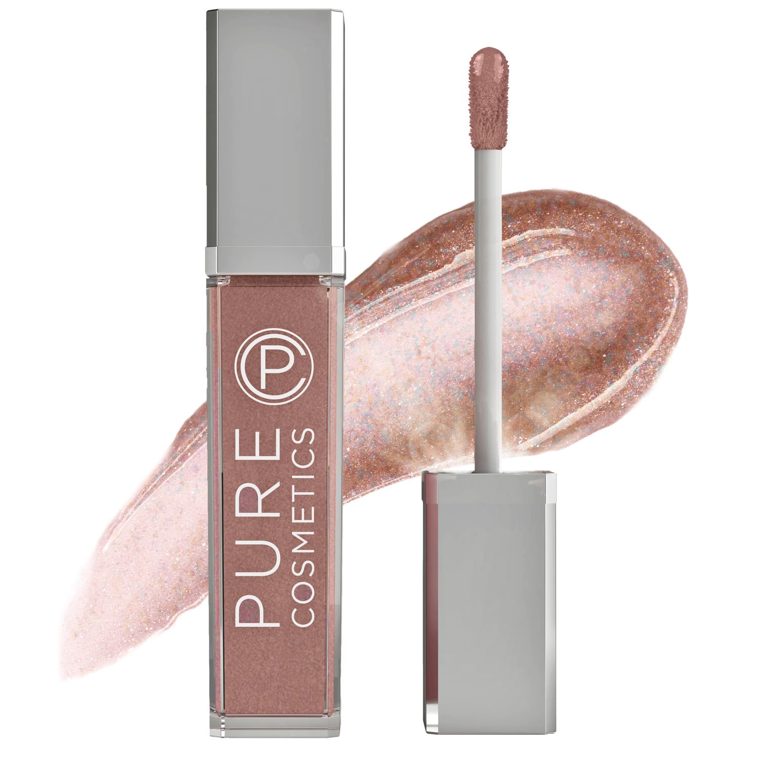 Pure Illumination Light-Up Lip Gloss with LED-Lit Applicator Brush + Side Mirror, Non-Sticky, Moisturizing Hydrating Lip Glosses with Lanolin, Jojoba Oil, & Vitamin E, Wine Berry
