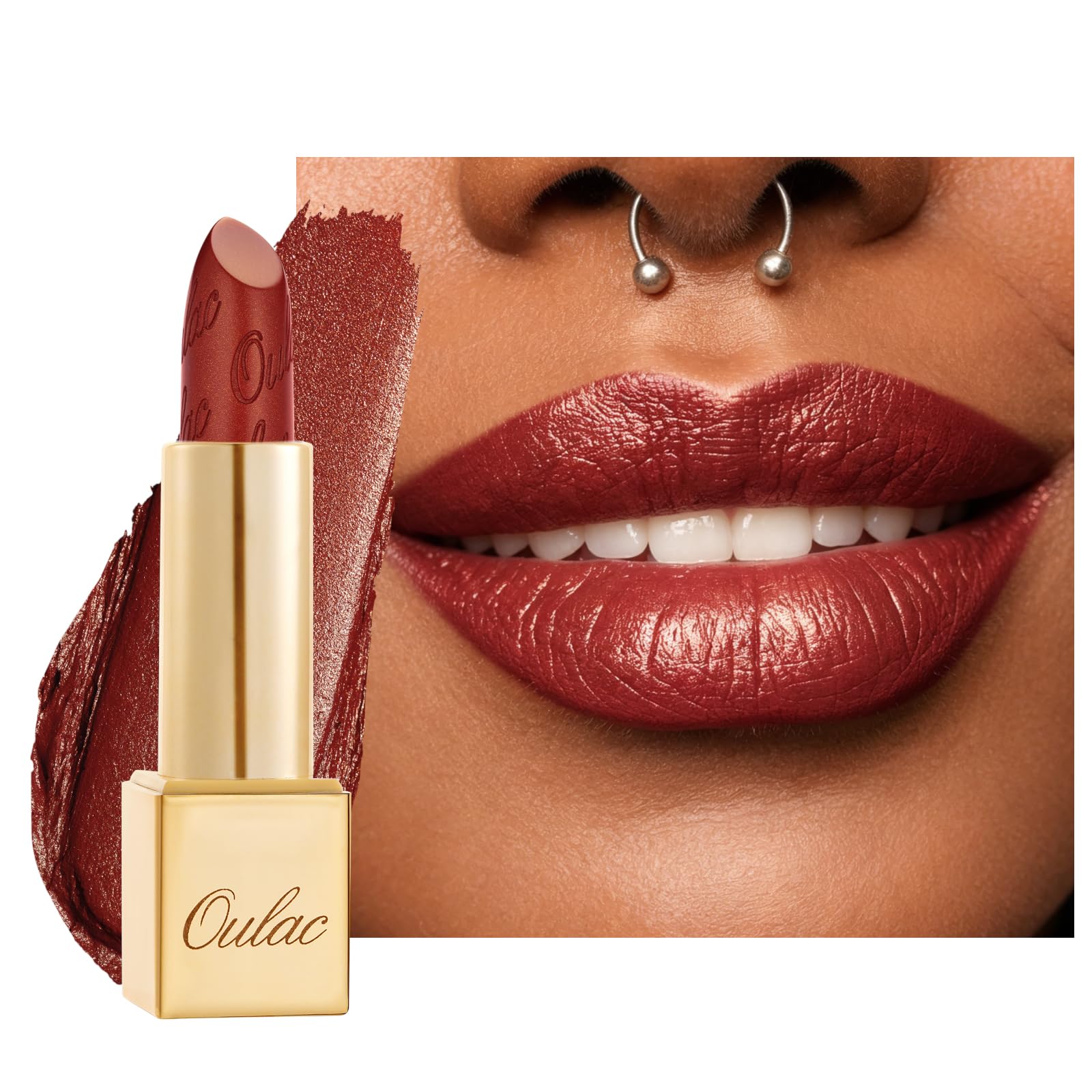 OULAC Metallic Shine Glitter Lipstick, Pink High Impact Lipcolor, Lightweight Soft and Ultra Hydrating, Long Lasting, Vegan & Cruelty-Free, Full-Coverage Lip Color 4.3 g/0.15 HIP & HIPPIE(11) Halalzen