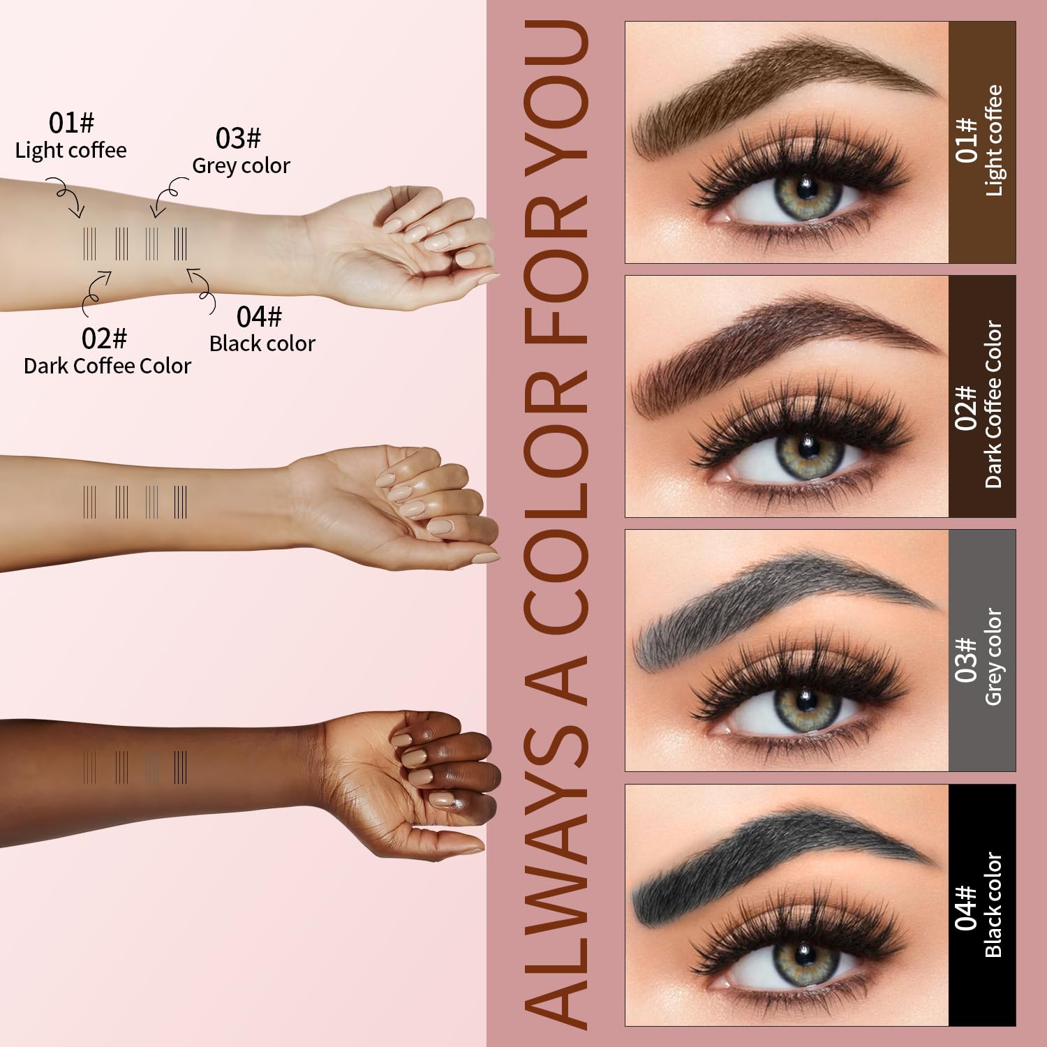 2024 New Magic Eyebrow Pencil with 4 Micro-Fork Tip Long-lasting Waterproof Eyebrow Pen and Smudgeproof Brow Pen,Creates Natural Looking Defined Eyebrows(Dark Brown)