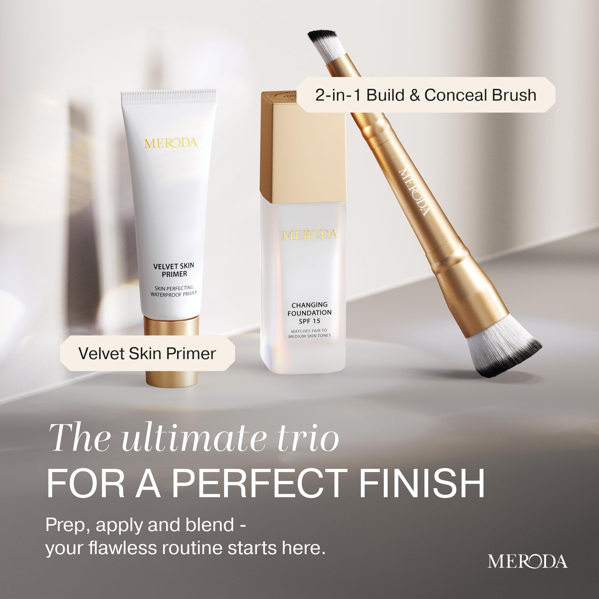 MERODA® Colour Changing Foundation SPF 15 [Light to Medium Skin] - Mature Skin Liquid Makeup - Long Lasting Color Match for Face Halalzen