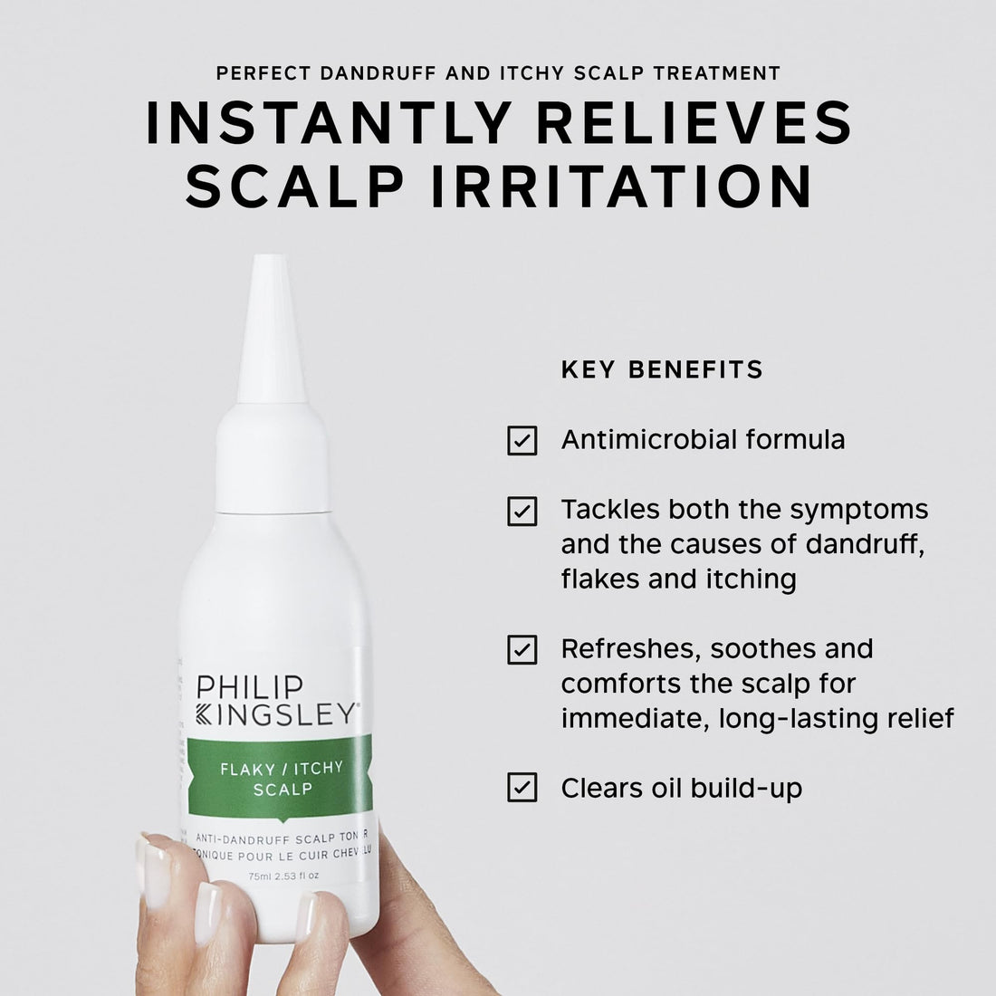 Philip Kingsley | Flaky/Itchy Scalp Toner | Anti Dandruff Toner for Dry and Oily Scalps | Soothing and Calming Scalp Care Products | Refreshes, Relieves, Soothes, and Comforts the Scalp | 75ml