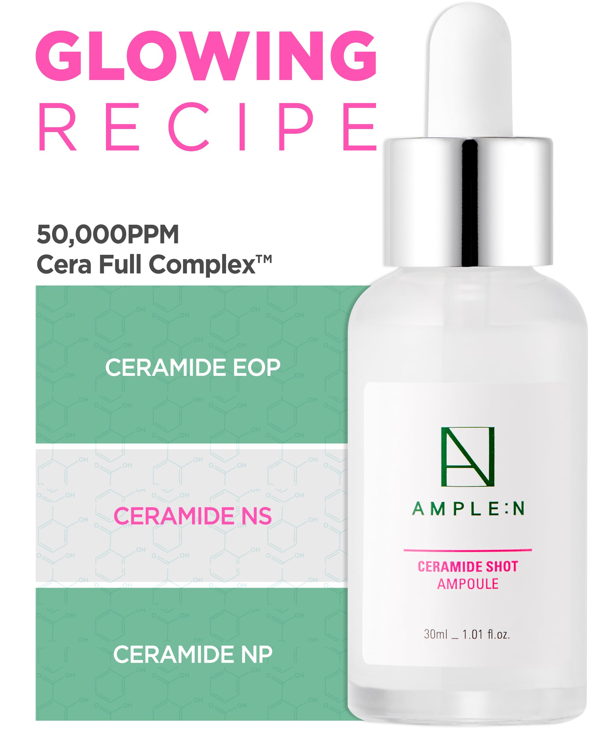 CORÉANA AMPLE:N Ceramide Shot Ampoule 3.38 fl. oz. (100ml) - Highly Concentrated Ultimate Hydrating Facial Serum for Dry and Rough Skin, Moisture-Locking, Reduced Wrinkles