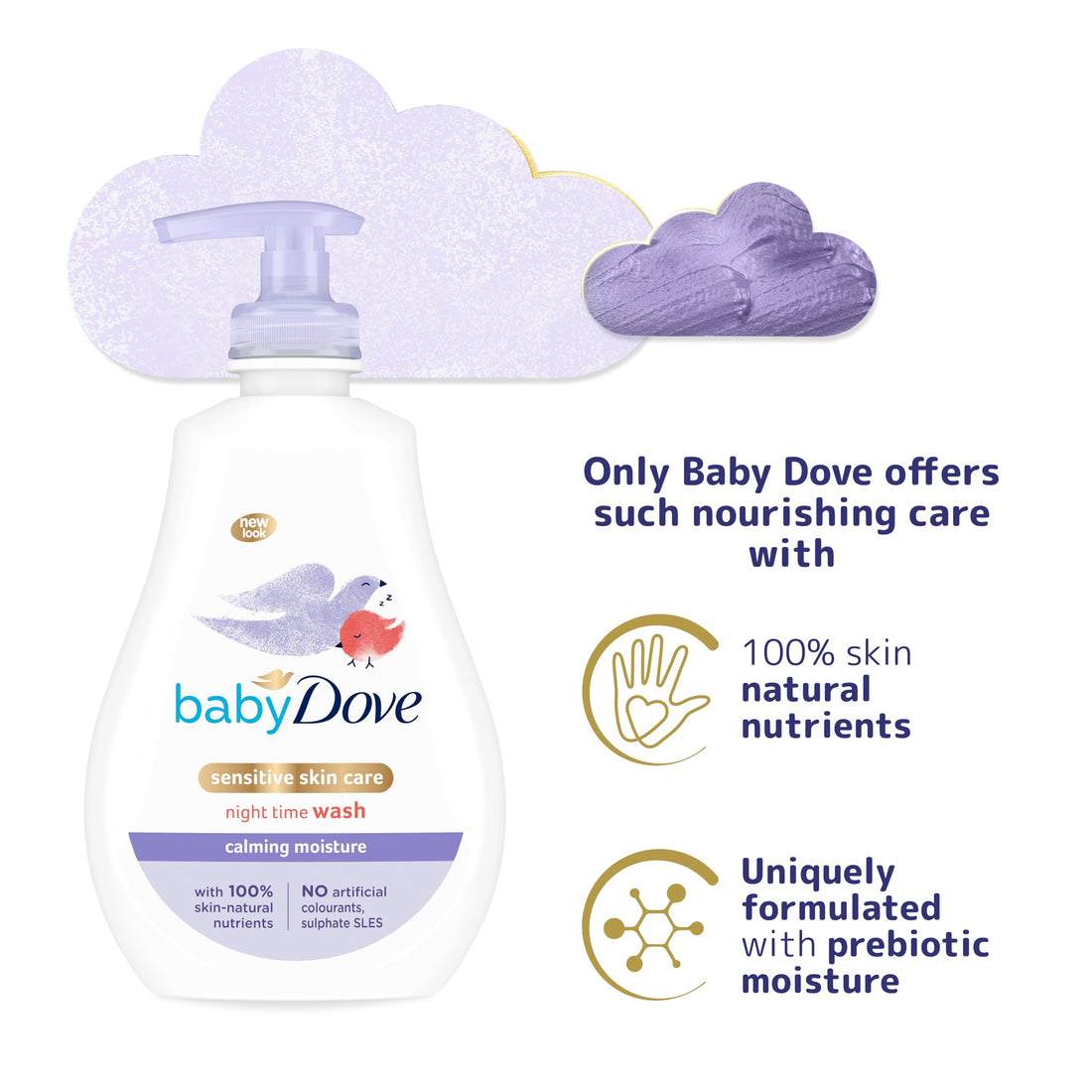 Baby Dove Calming Moisture Head to Toe Wash – Gentle Chamomile Baby Wash for Sensitive Skin, Relaxes & Soothe Before Bed, 3 x 400ml