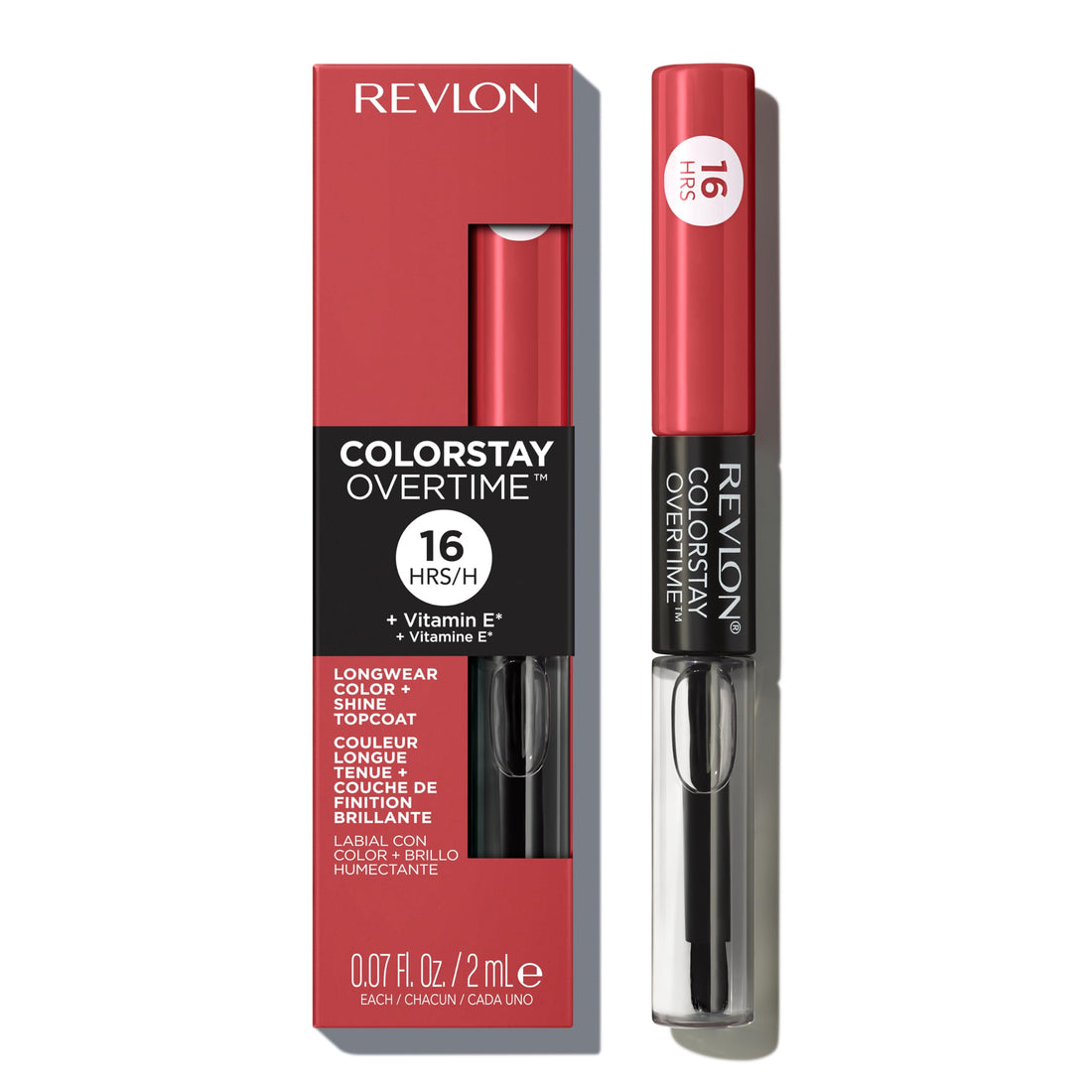 Revlon Liquid Lipstick with Clear Lip Gloss, ColorStay Overtime Lipcolor, Dual Ended with Vitamin E, 370 Everlasting Rum, 0.07 Fl Oz