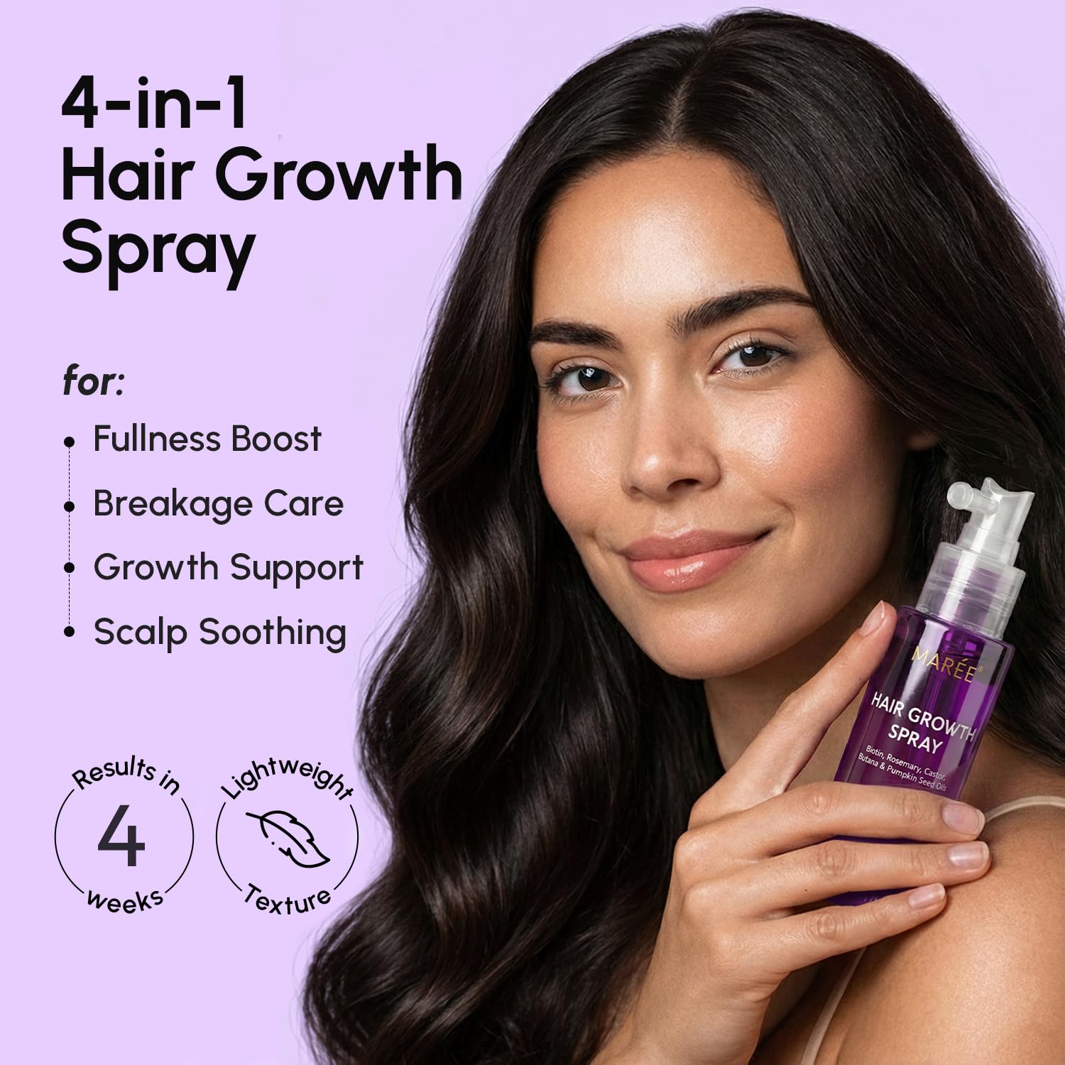 MAREE Haarwuchsserum - Koffeinpeptide Rizinus-Rosmarinöl für Haarwuchs - Produkte für Frauen & Männer - Haaröle für Haarwuchs - Haarwuchsmittel - Kopfhautserum - Suero Para El Cabello