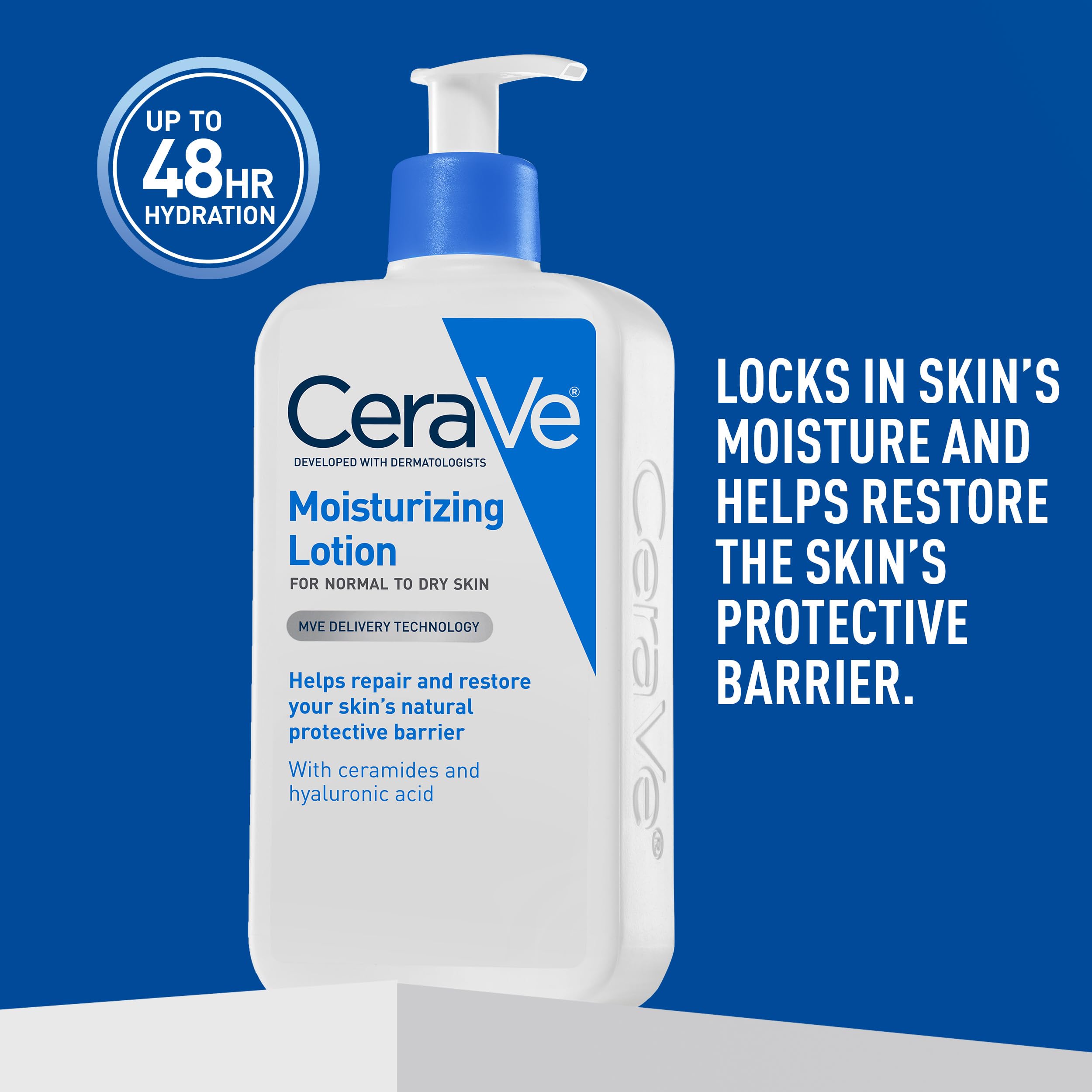 CeraVe Daily Moisturizing Lotion for Dry Skin, Body Lotion & Face Moisturizer with Hyaluronic Acid and Ceramides, Daily Moisturizer, Fragrance Free, Oil-Free, 19 Ounce Halalzen