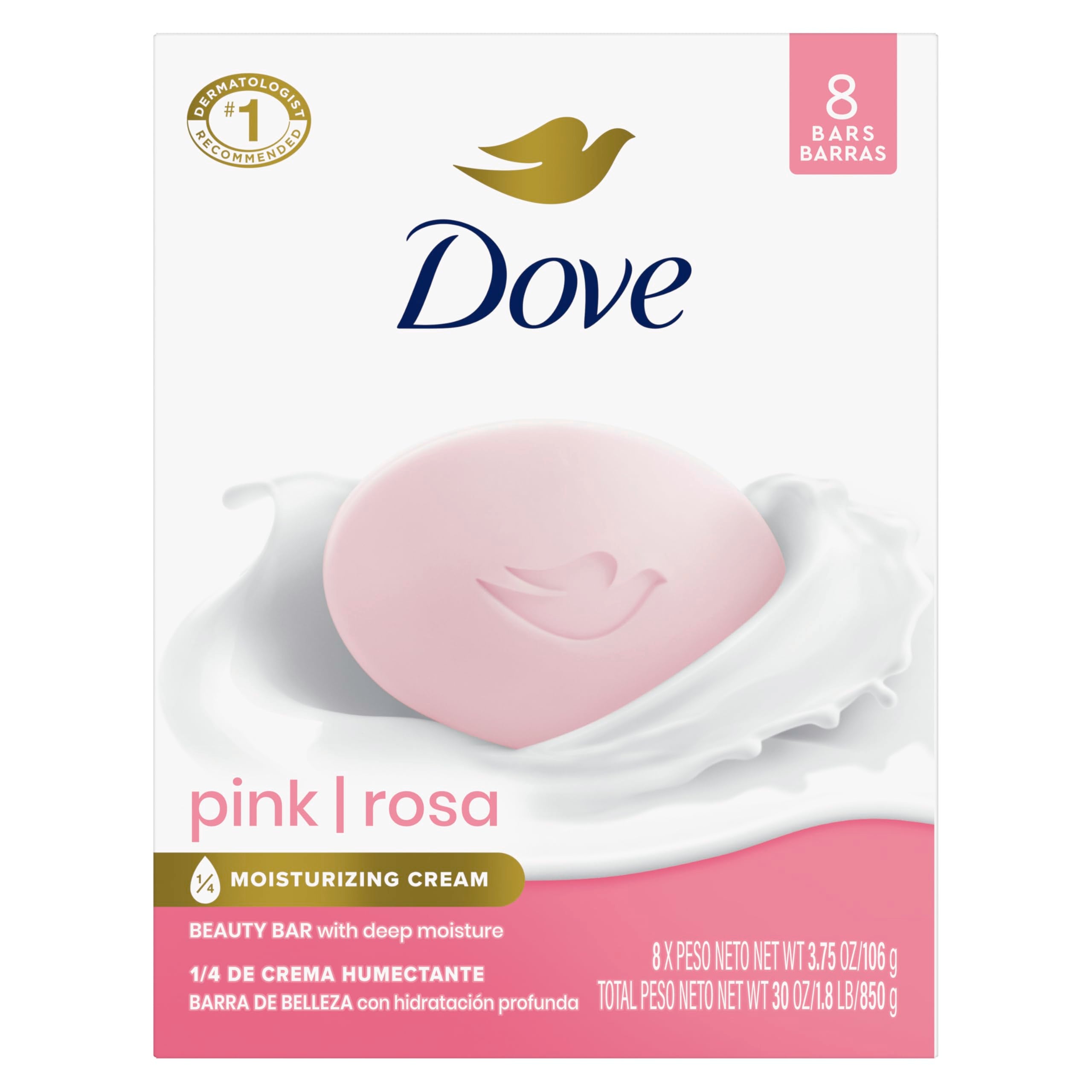 Dove Beauty Bar Soap Shea Butter, 8 Bars for Nourished, Radiant Skin, Enriches Skin 3.75 oz