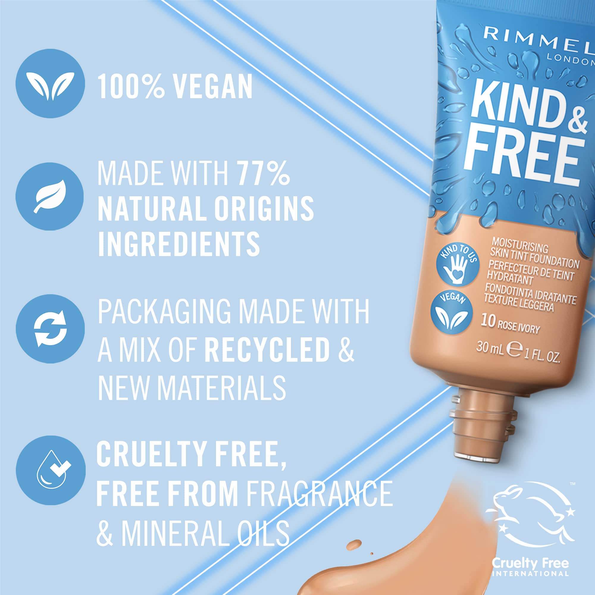 Rimmel Kind + Free Moisturising Skin Tint Foundation, Vanilla 160 Halalzen