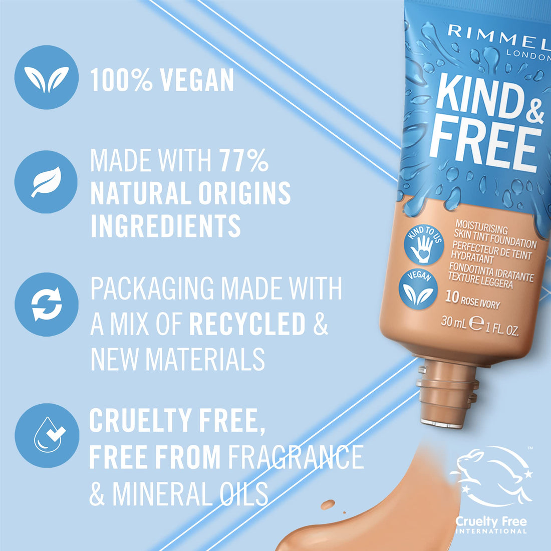 Rimmel Kind + Free Moisturising Skin Tint Foundation, Vanilla 160 Halalzen