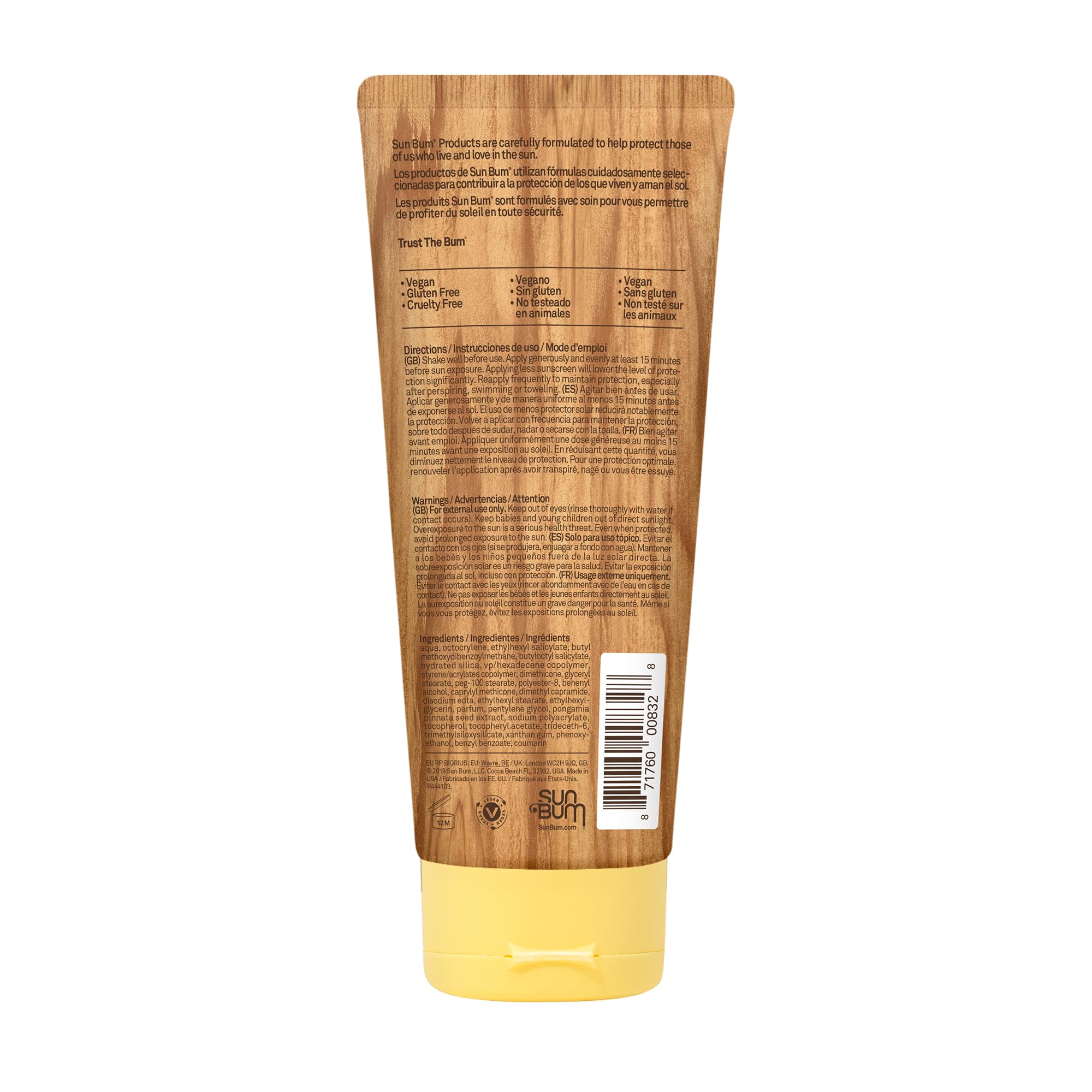 Sun Bum Original SPF 50 Sun Cream Lotion, Moisturizing Sunscreen with Vitamin E, Vegan and Reef Friendly, Broad Spectrum UVA/UVB Protection, 177ml