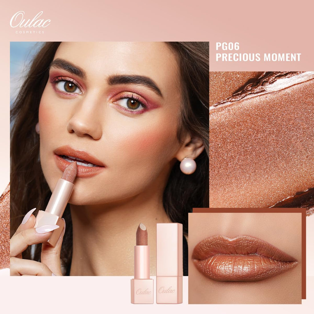 Oulac Metallic Diamond Shine Liquid Lip Gloss - Glitter Glossy for Lip & Eye, Long Lasting 24H + & Waterproof, Lightweight Lip Stain, 3D Metallic Finish, No Transfer, Vegan, 4.5ml,MD05 Loose Control Halalzen