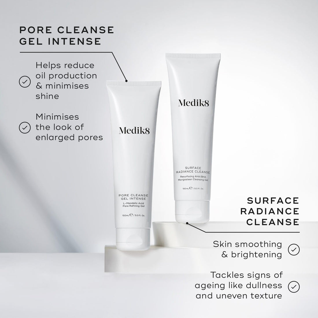 Medik8 Surface Radiance Cleanse - Resurfacing AHA/BHA Mangosteen Cleansing Gel - Salicylic Acid Cleanser - All Skin Types - 150ml
