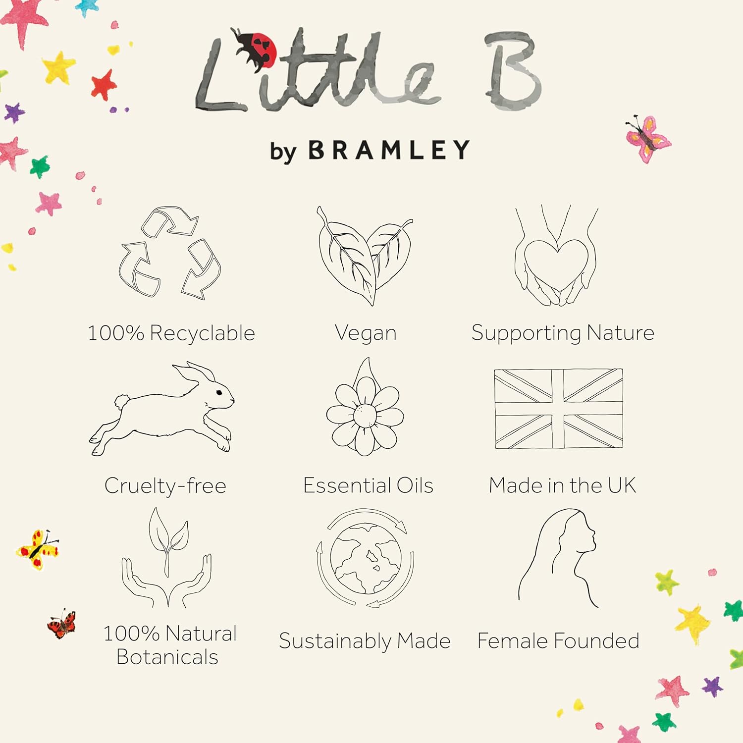 Bramley Little B Hair & Body Wash 250ml, Sulphate-Free Baby & Child Wash with Clementine, Sweet Orange & Lavender, Gentle Biodegradable Bath Wash Suitable from Birth